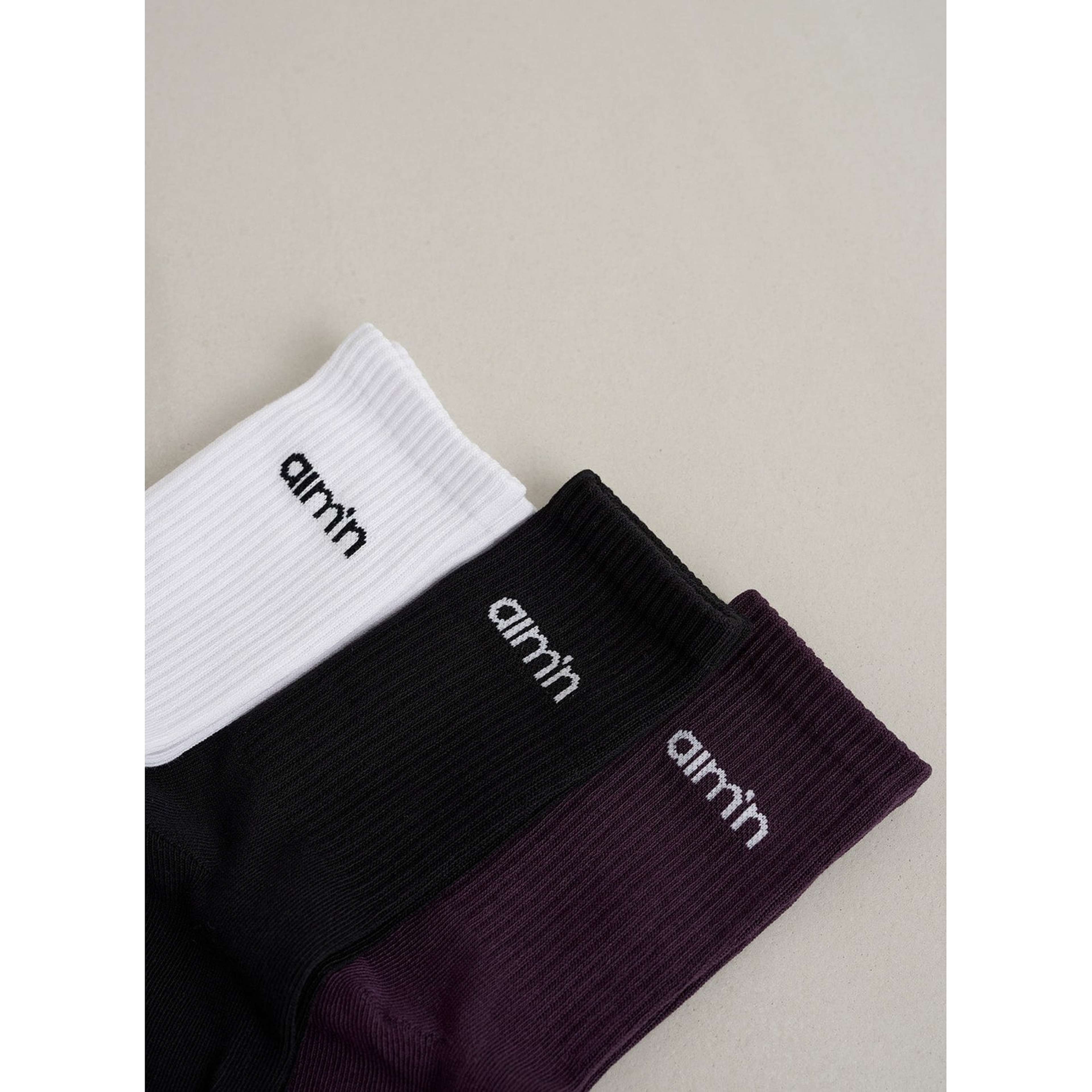 Midnight Plum Young Aim'n Logo Socks 3-pack