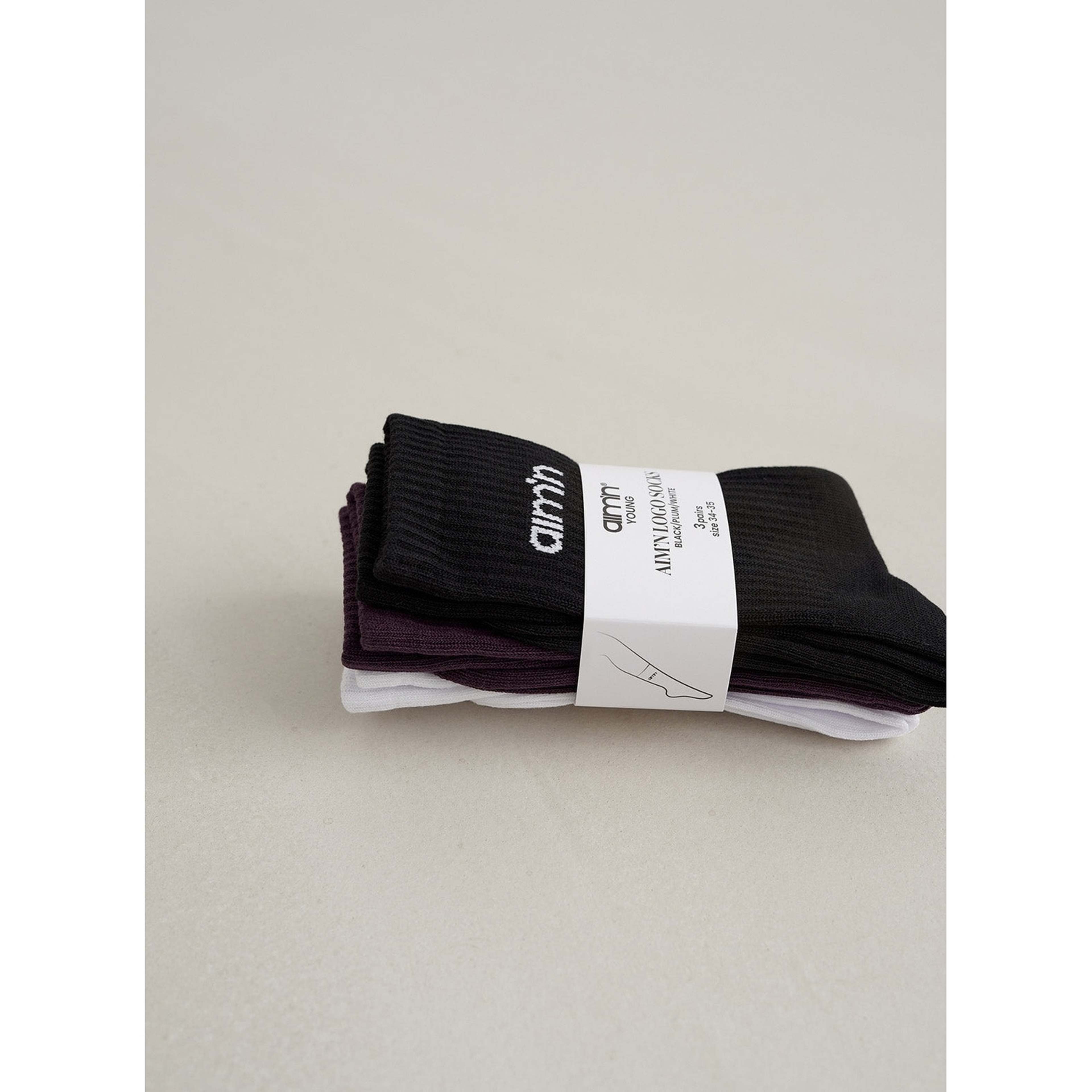 Midnight Plum Young Aim'n Logo Socks 3-pack