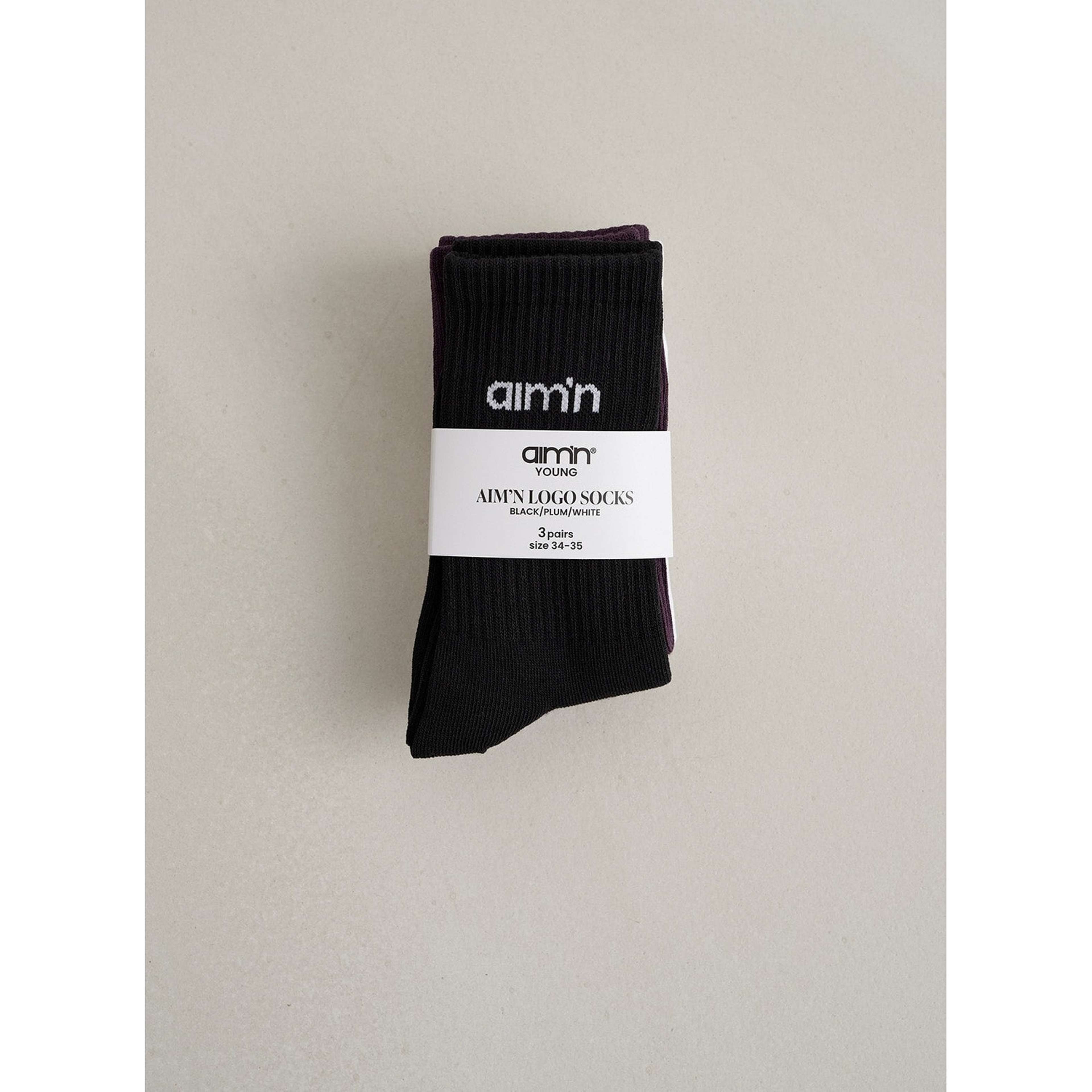 Midnight Plum Young Aim'n Logo Socks 3-pack
