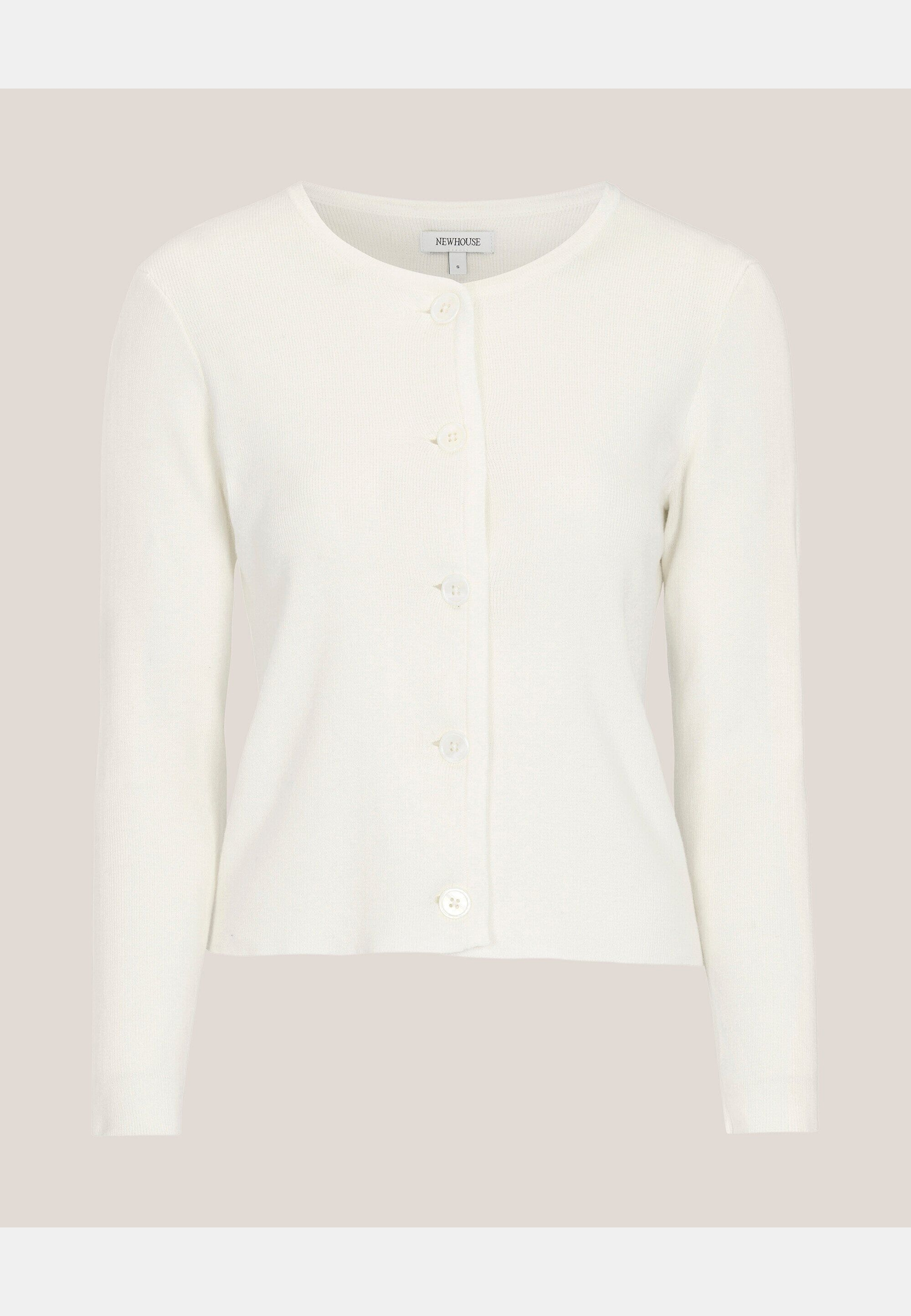 Felicity Rib Cardigan, från Newhouse, i färgen offwhite. Klicka för att öppna bilden i stort format