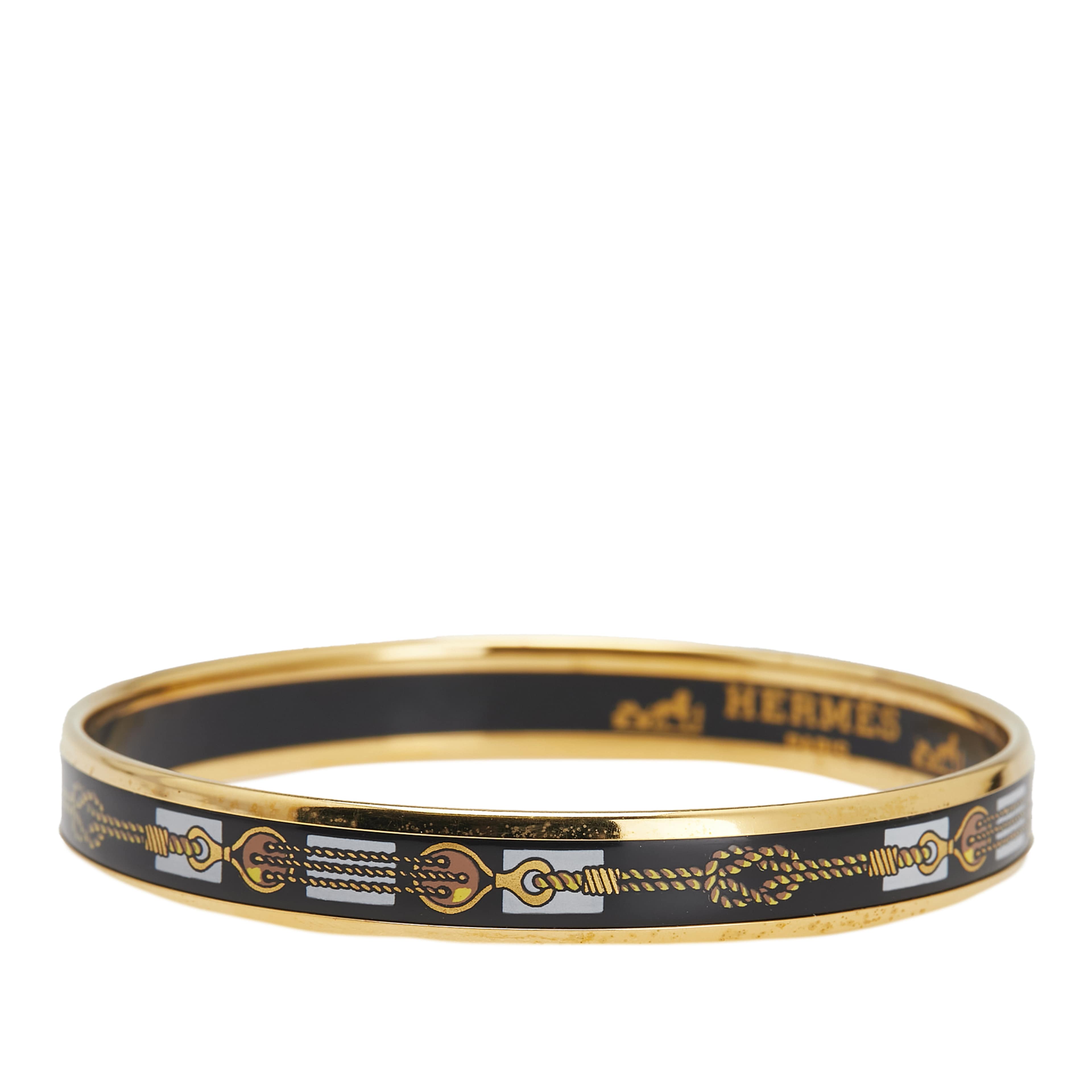 Hermès Narrow Enamel Rope Design Bangle 65, från Luxclusif, i färgen navy. Klicka för att öppna bilden i stort format