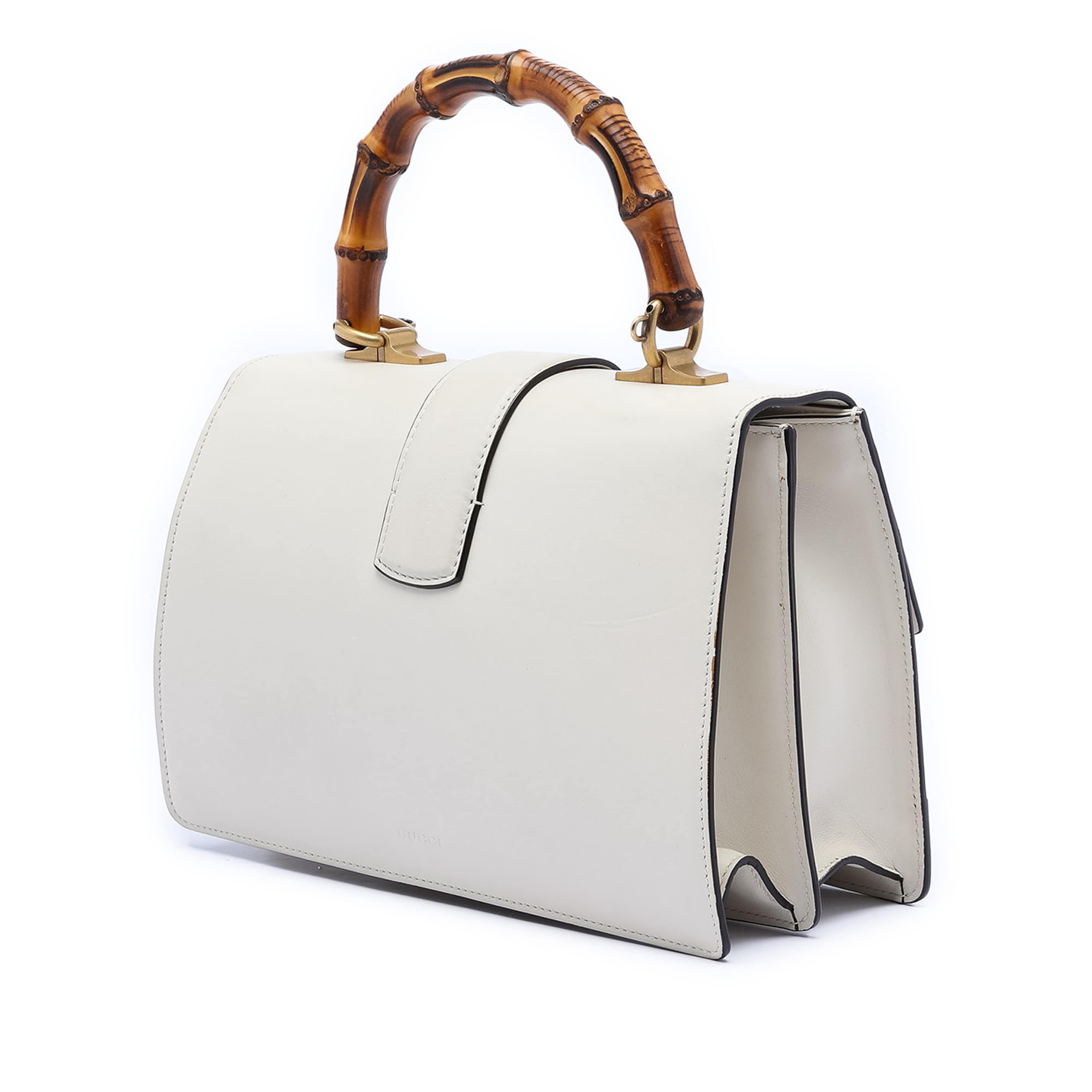 Gucci Medium Leather Bamboo Dionysus Web Satchel, från Luxclusif, i färgen white. Klicka för att öppna bilden i stort format