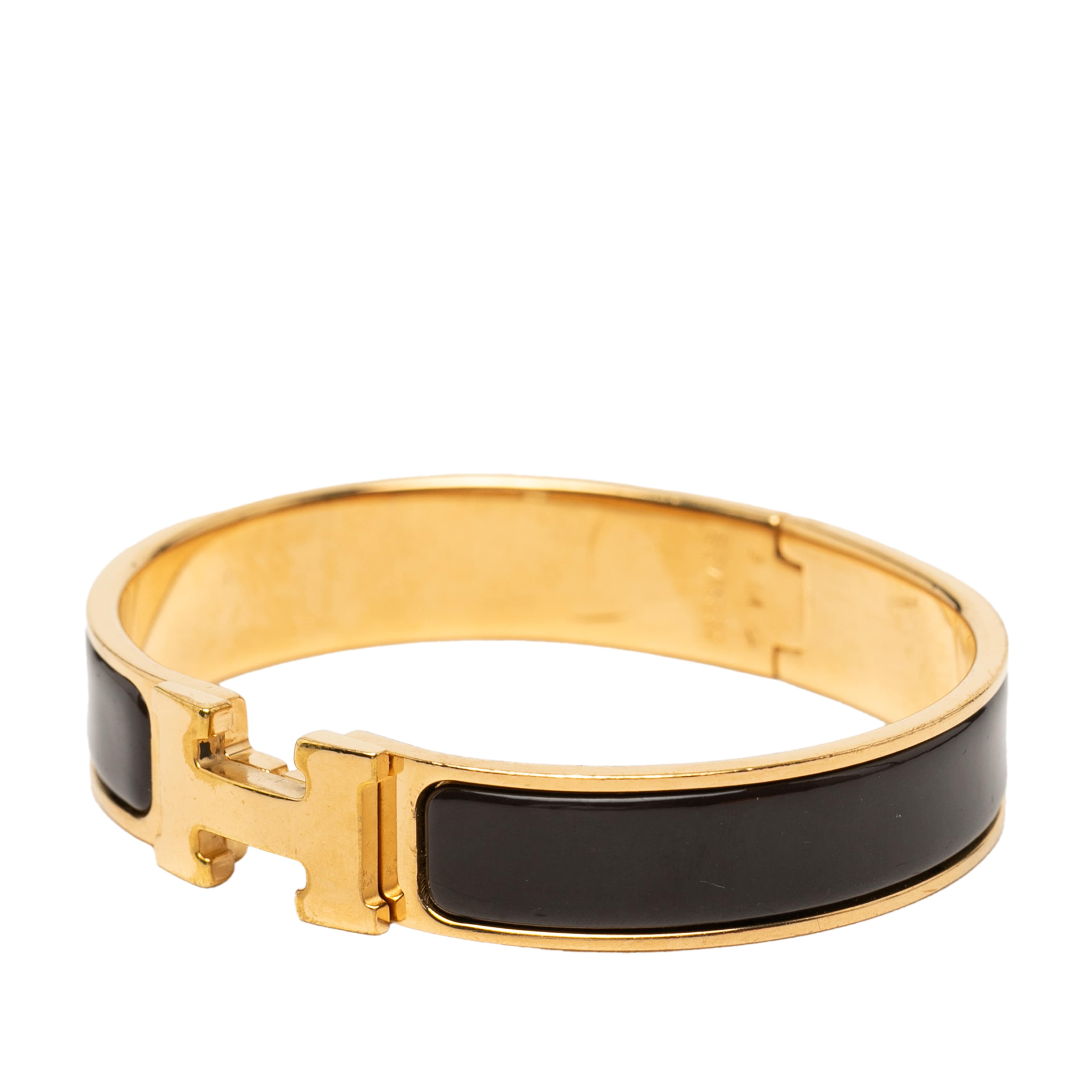 Hermès Narrow Enamel Clic H Bracelet Pm, från Luxclusif, i färgen svart. Klicka för att öppna bilden i stort format