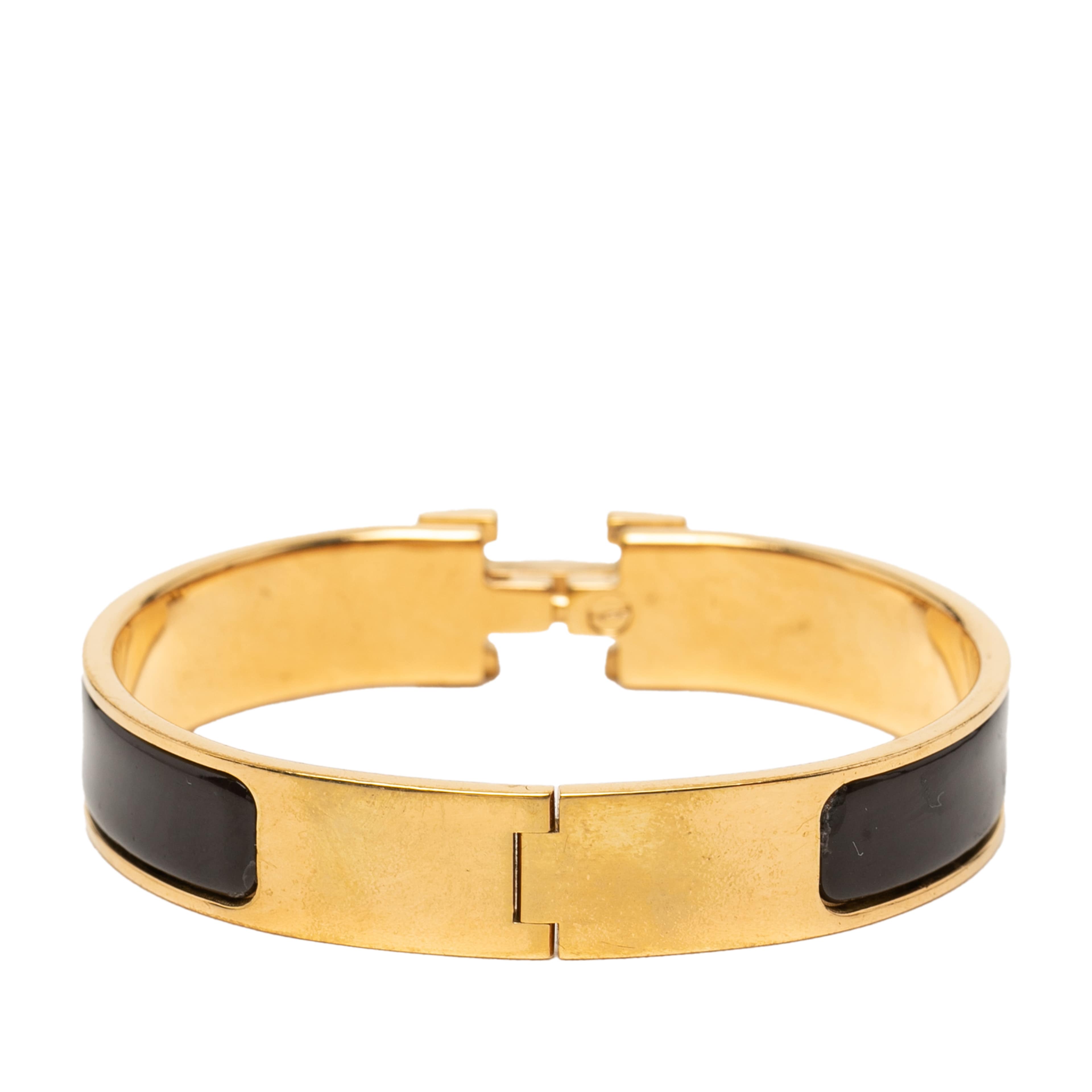 Hermès Narrow Enamel Clic H Bracelet Pm, från Luxclusif, i färgen svart. Klicka för att öppna bilden i stort format