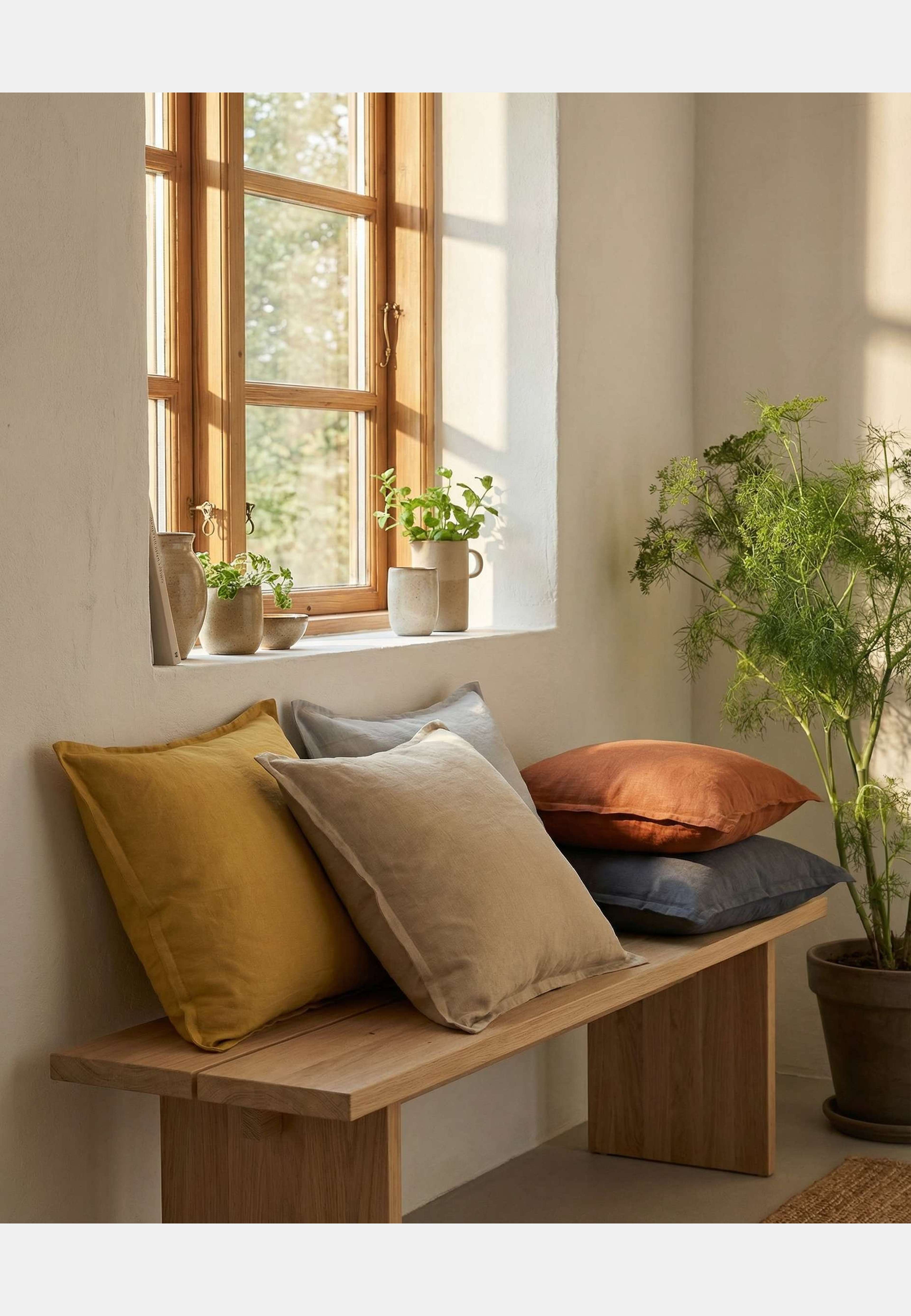 Kuddfodral Classic Linen, från Classic Collection, i färgen ockra. Klicka för att öppna bilden i stort format