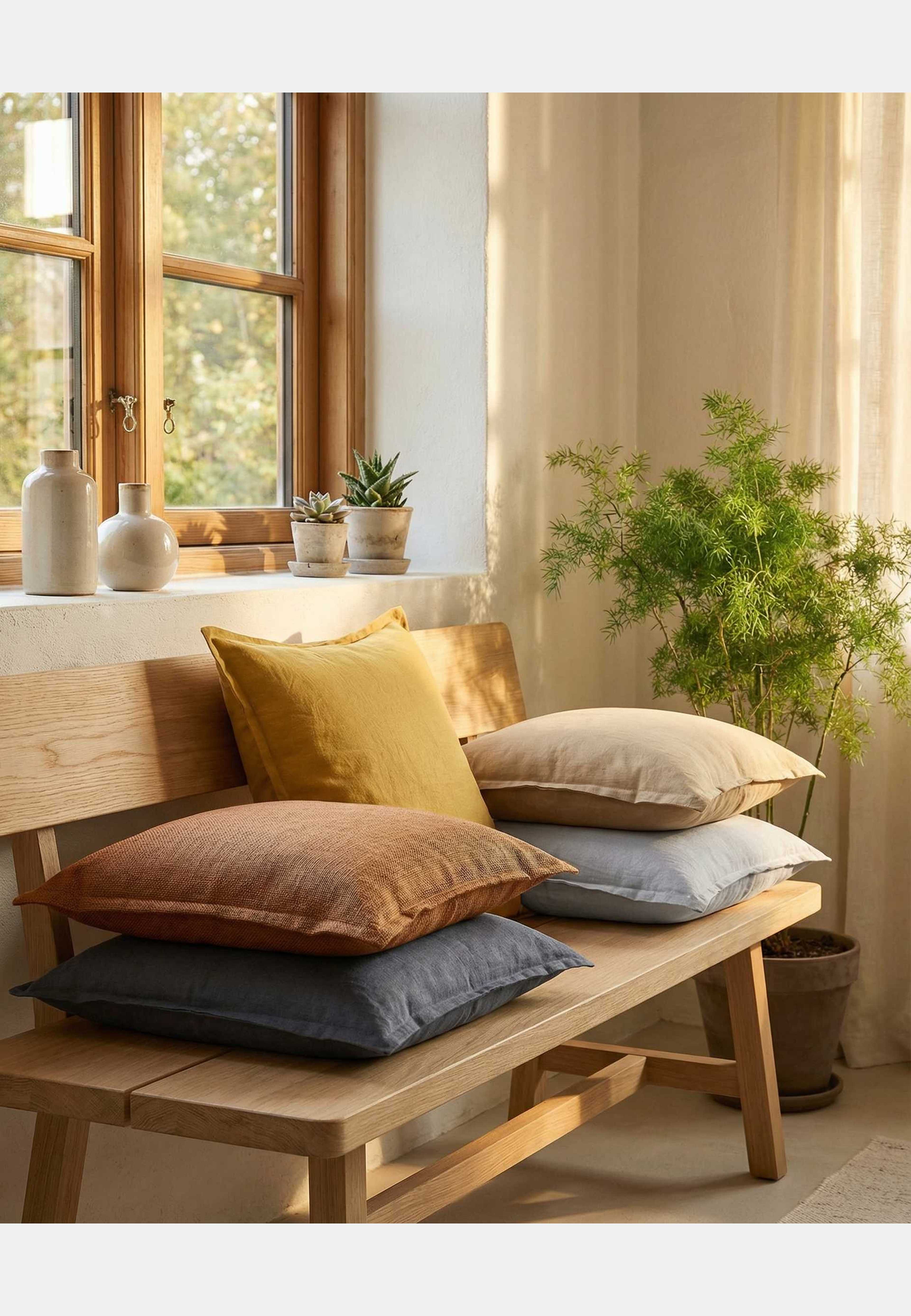 Kuddfodral Classic Linen, från Classic Collection, i färgen ockra. Klicka för att öppna bilden i stort format