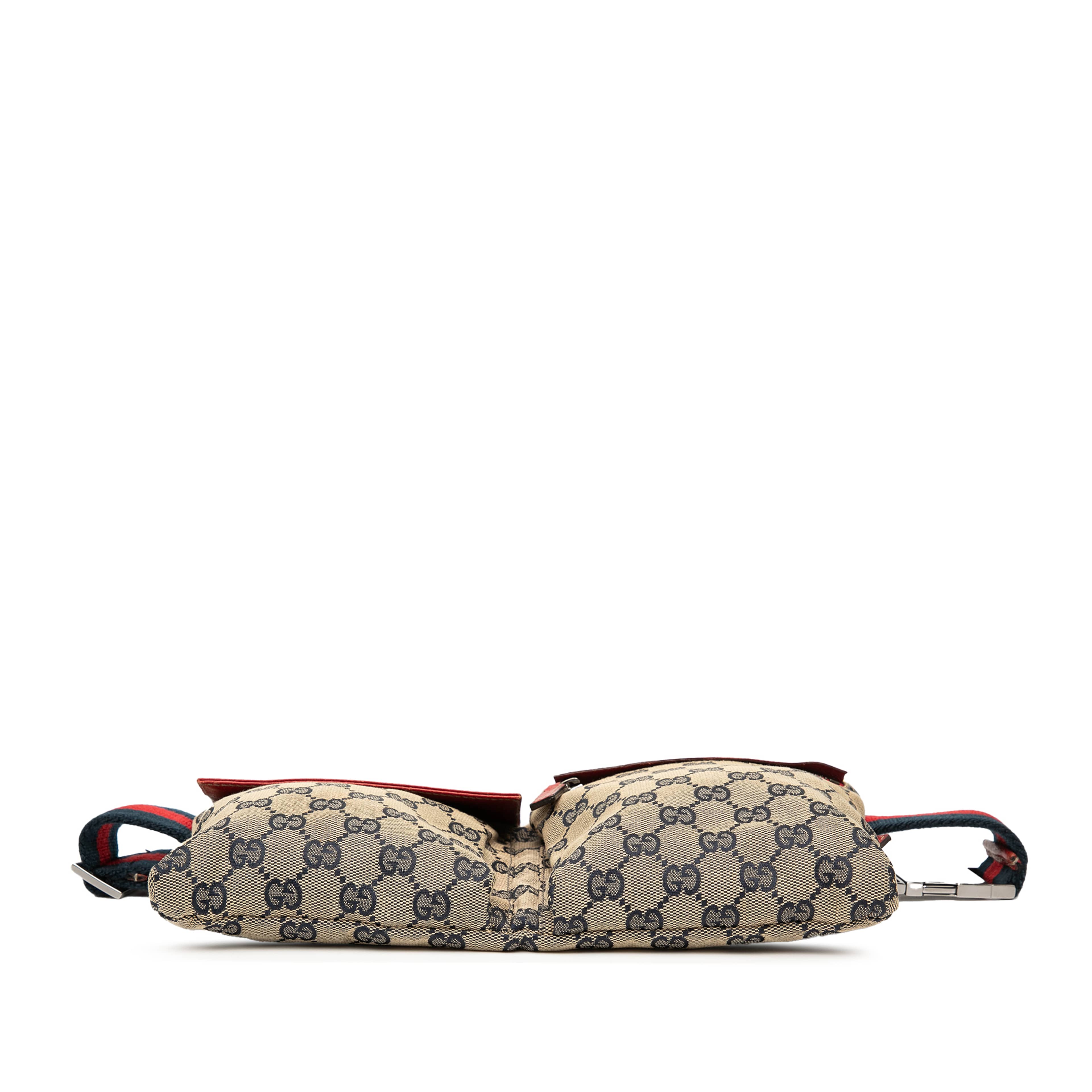 Gucci Gg Canvas Web Double Pocket Belt Bag, från Luxclusif, i färgen beige. Klicka för att öppna bilden i stort format