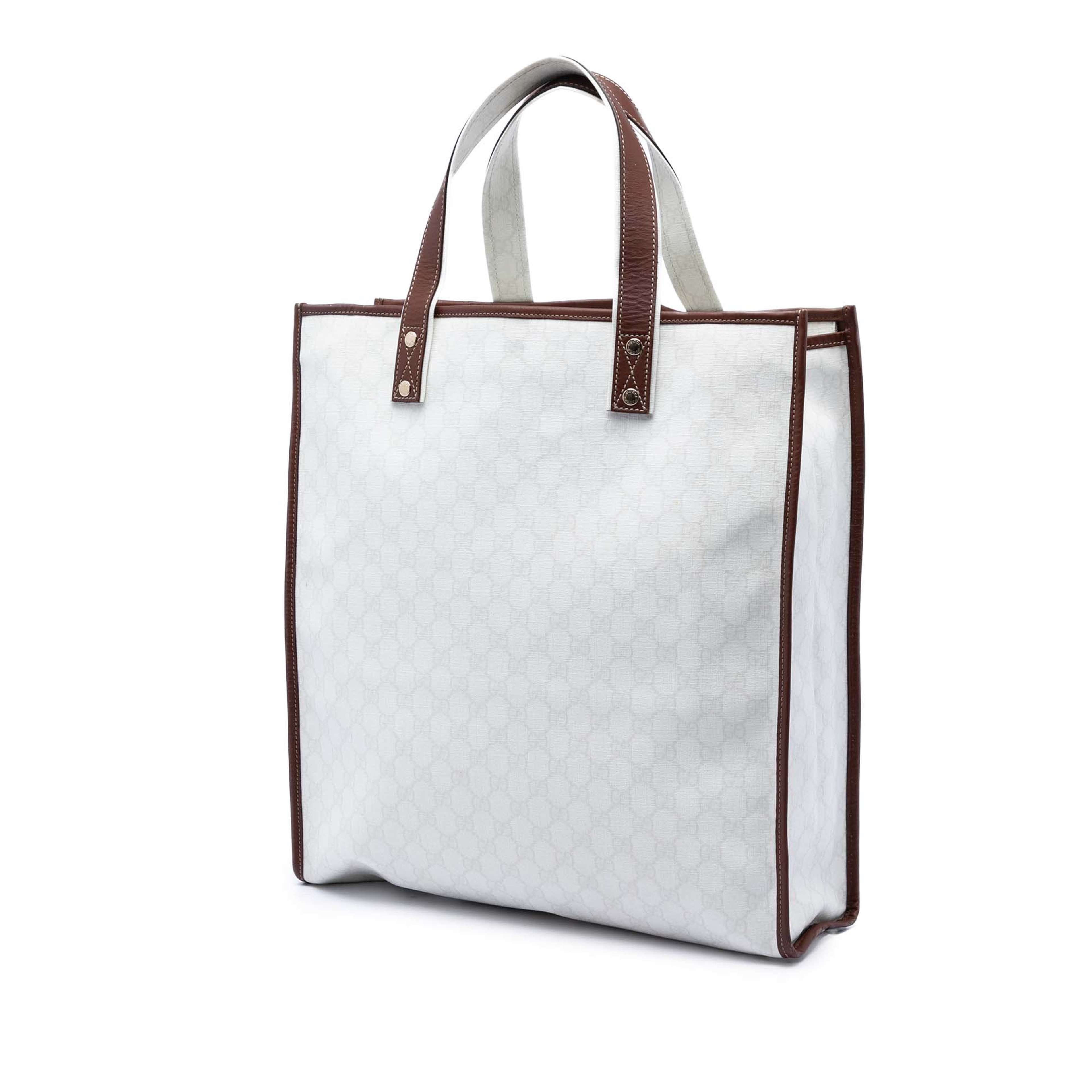 Gucci Gg Supreme Web Tote, från Luxclusif, i färgen vit. Klicka för att öppna bilden i stort format