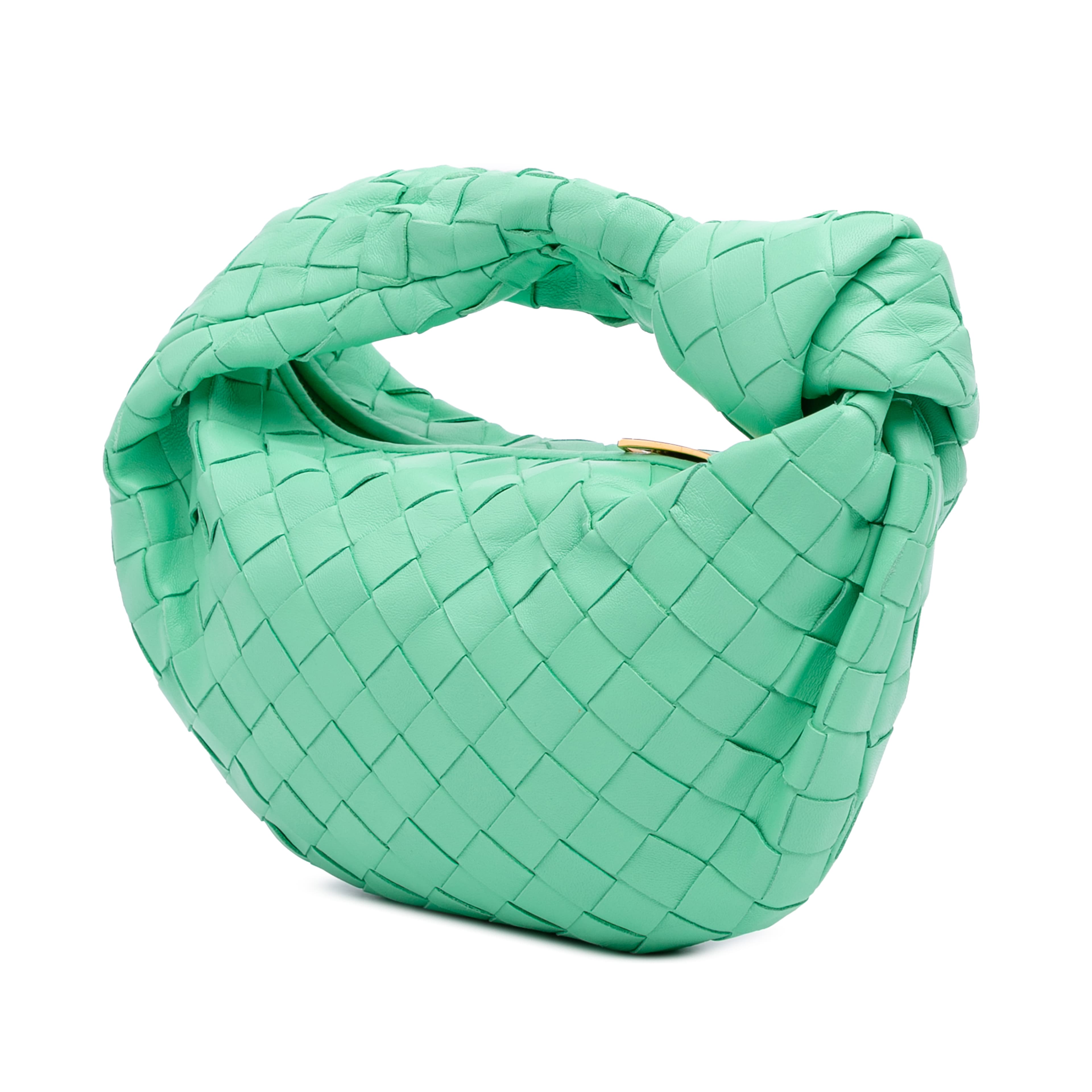 Bottega Veneta Mini Nappa Intrecciato Jodie, från Luxclusif, i färgen grön. Klicka för att öppna bilden i stort format