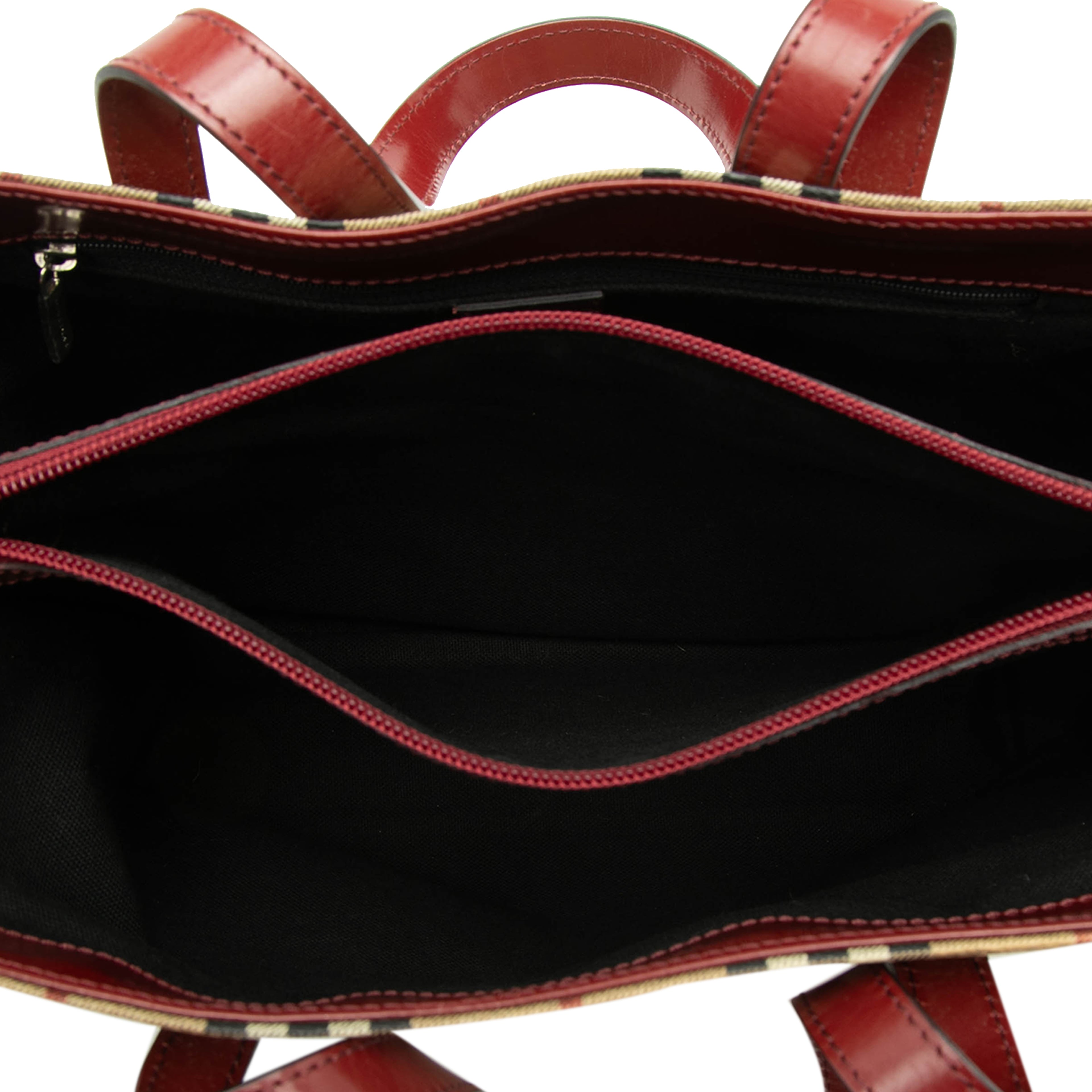 Burberry Haymarket Check Coated Canvas Tote, från Luxclusif, i färgen beige. Klicka för att öppna bilden i stort format