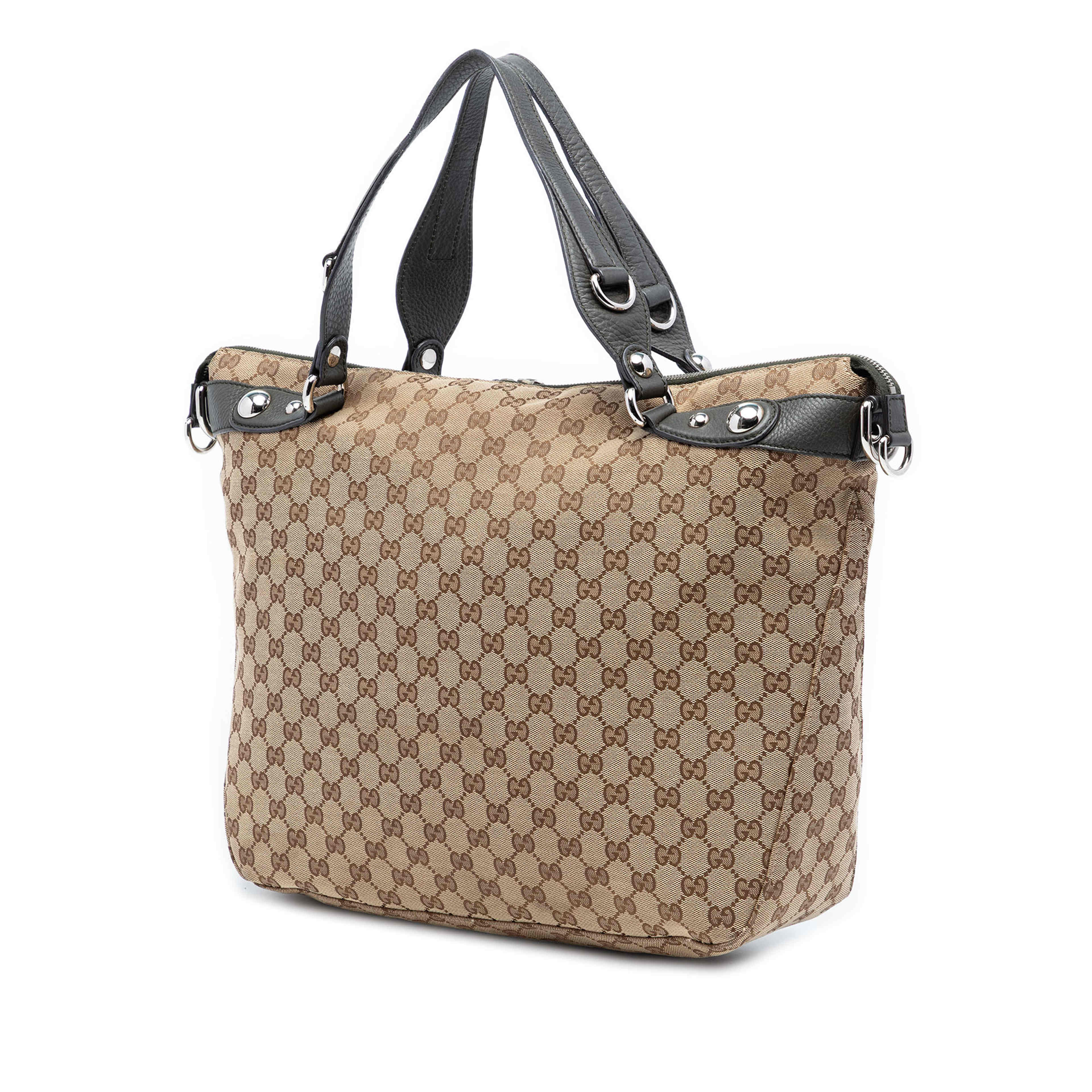 Gucci Large Gg Canvas Icon Bit Satchel, från Luxclusif, i färgen beige. Klicka för att öppna bilden i stort format