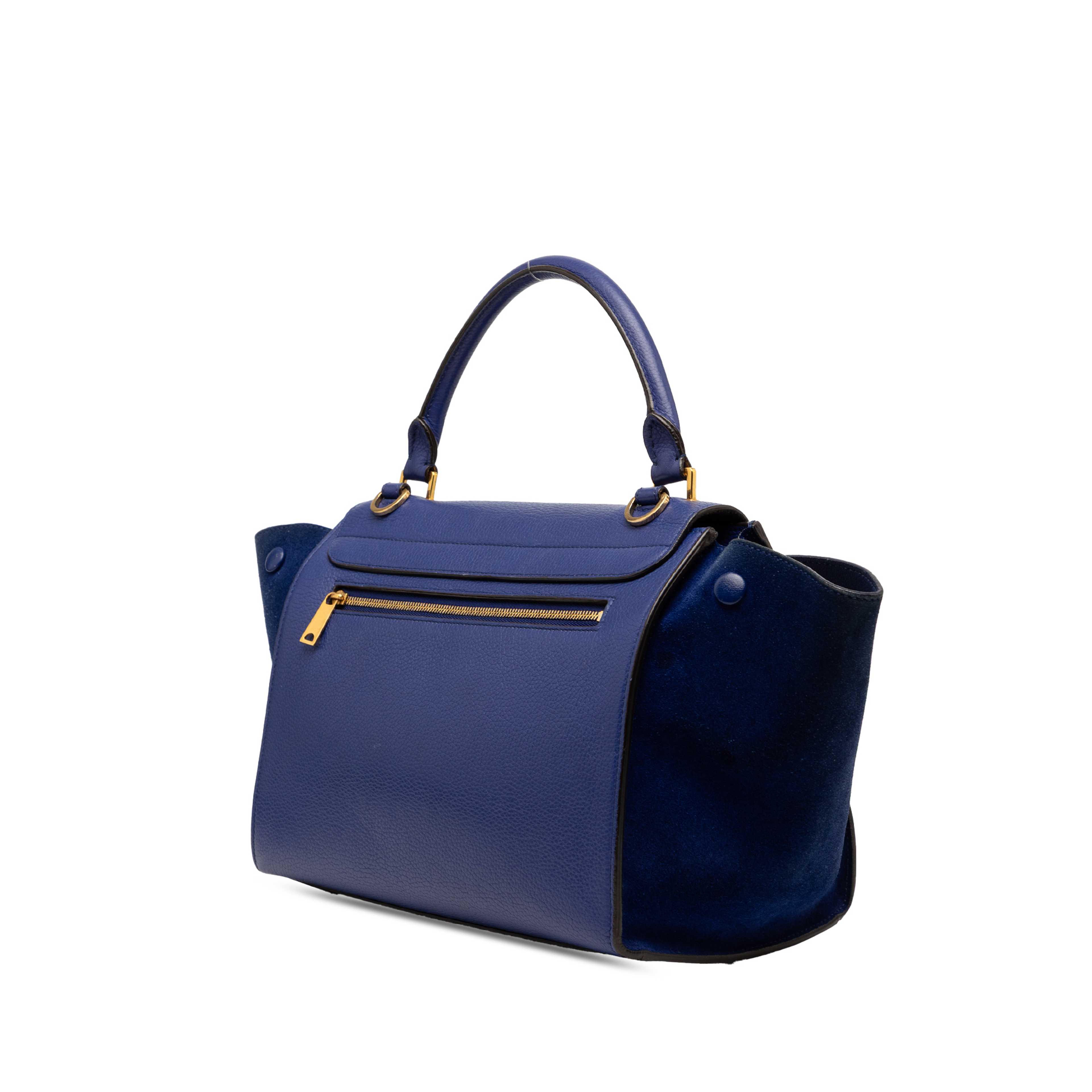 Celine Small Calfskin And Suede Trapeze Satchel, från Luxclusif, i färgen blue. Klicka för att öppna bilden i stort format