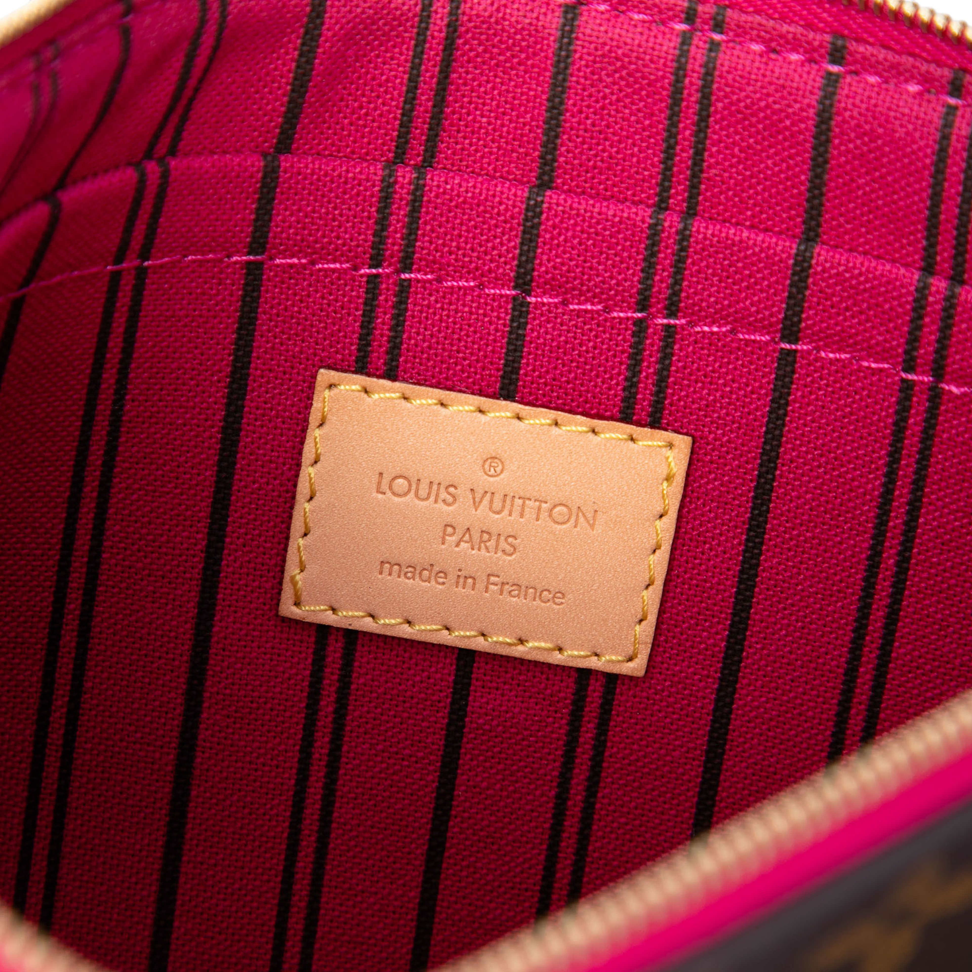 Louis Vuitton Monogram Neverfull Pochette, från Luxclusif, i färgen brun. Klicka för att öppna bilden i stort format