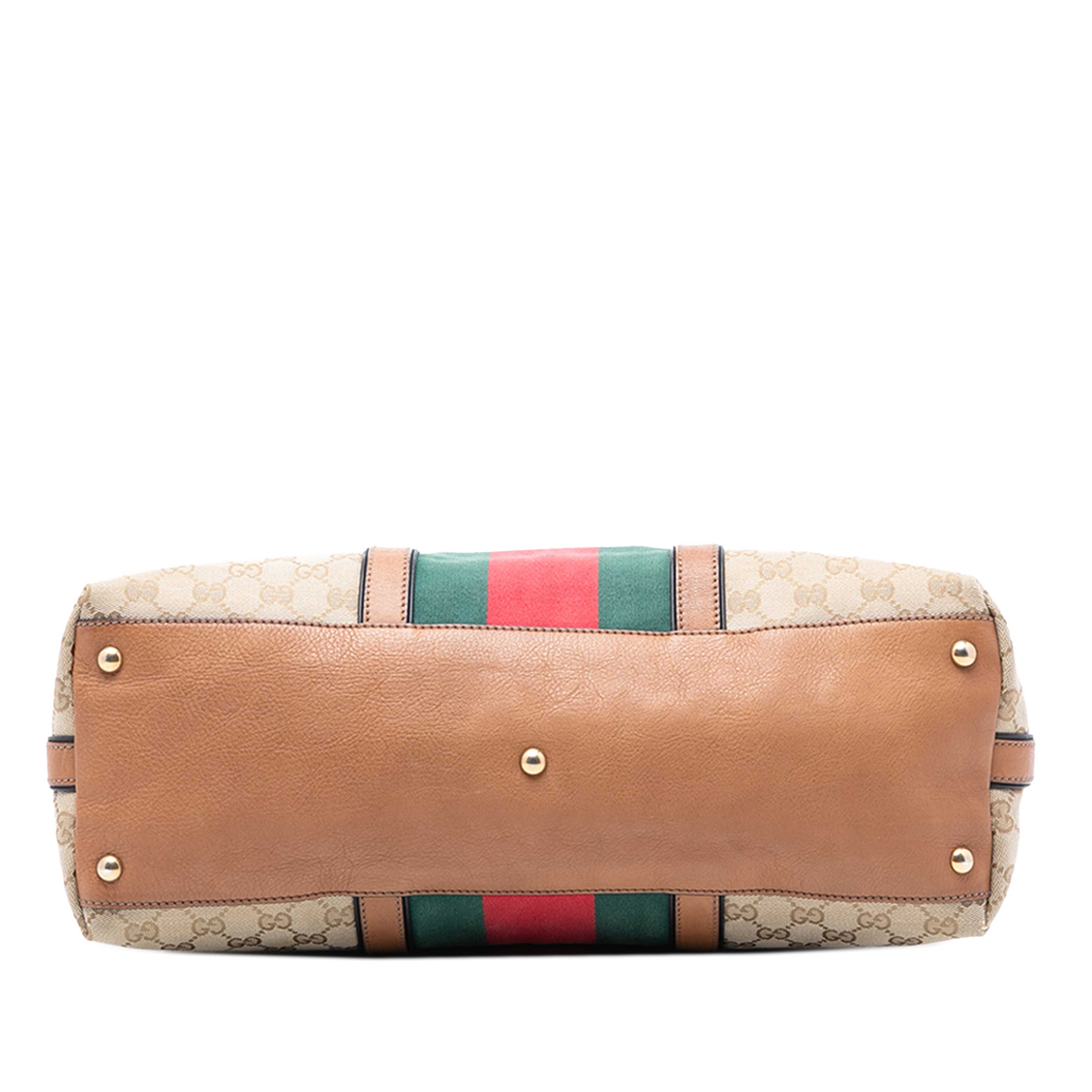 Gucci Medium Gg Canvas Web Rania Top Handle Bag, från Luxclusif, i färgen beige. Klicka för att öppna bilden i stort format