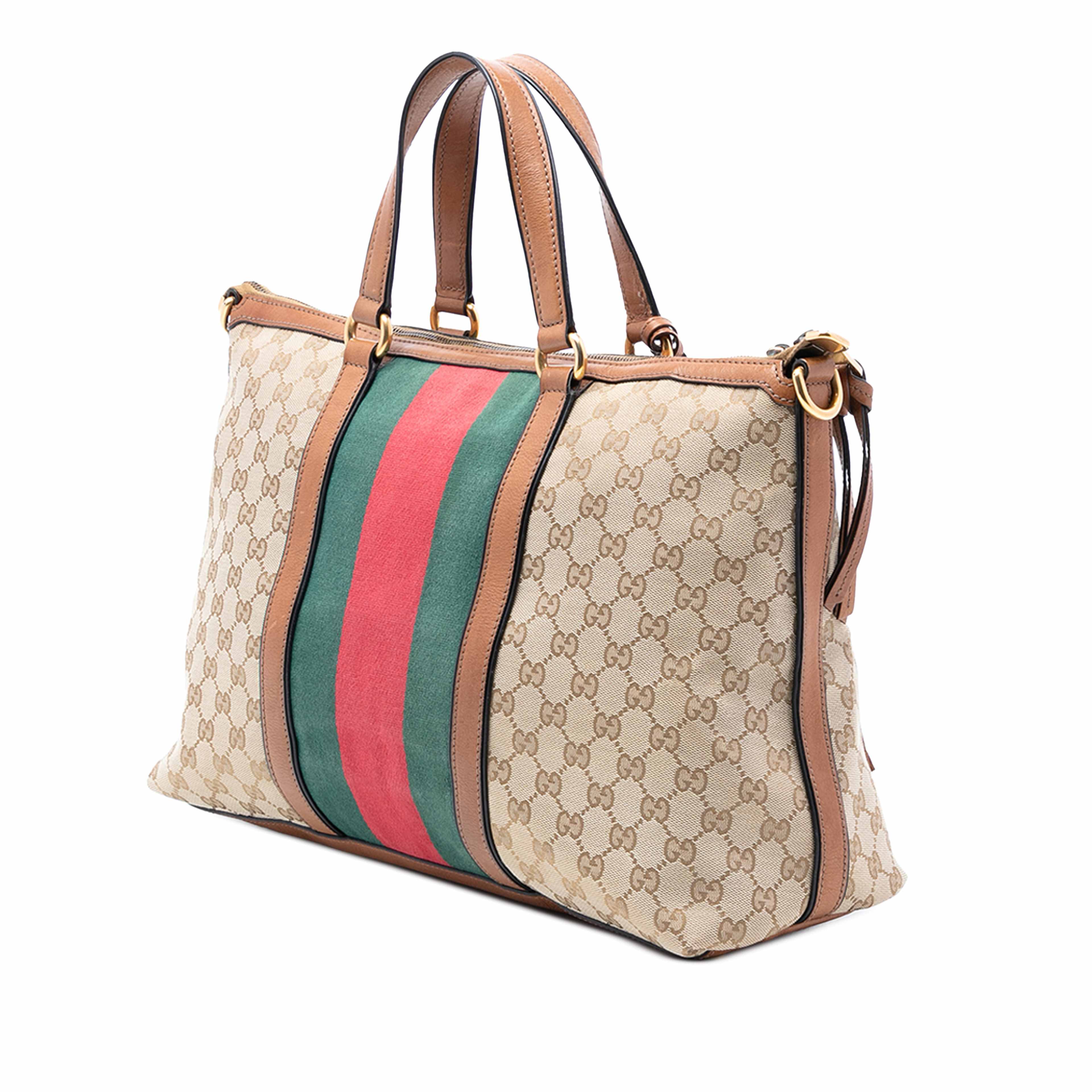 Gucci Medium Gg Canvas Web Rania Top Handle Bag, från Luxclusif, i färgen beige. Klicka för att öppna bilden i stort format