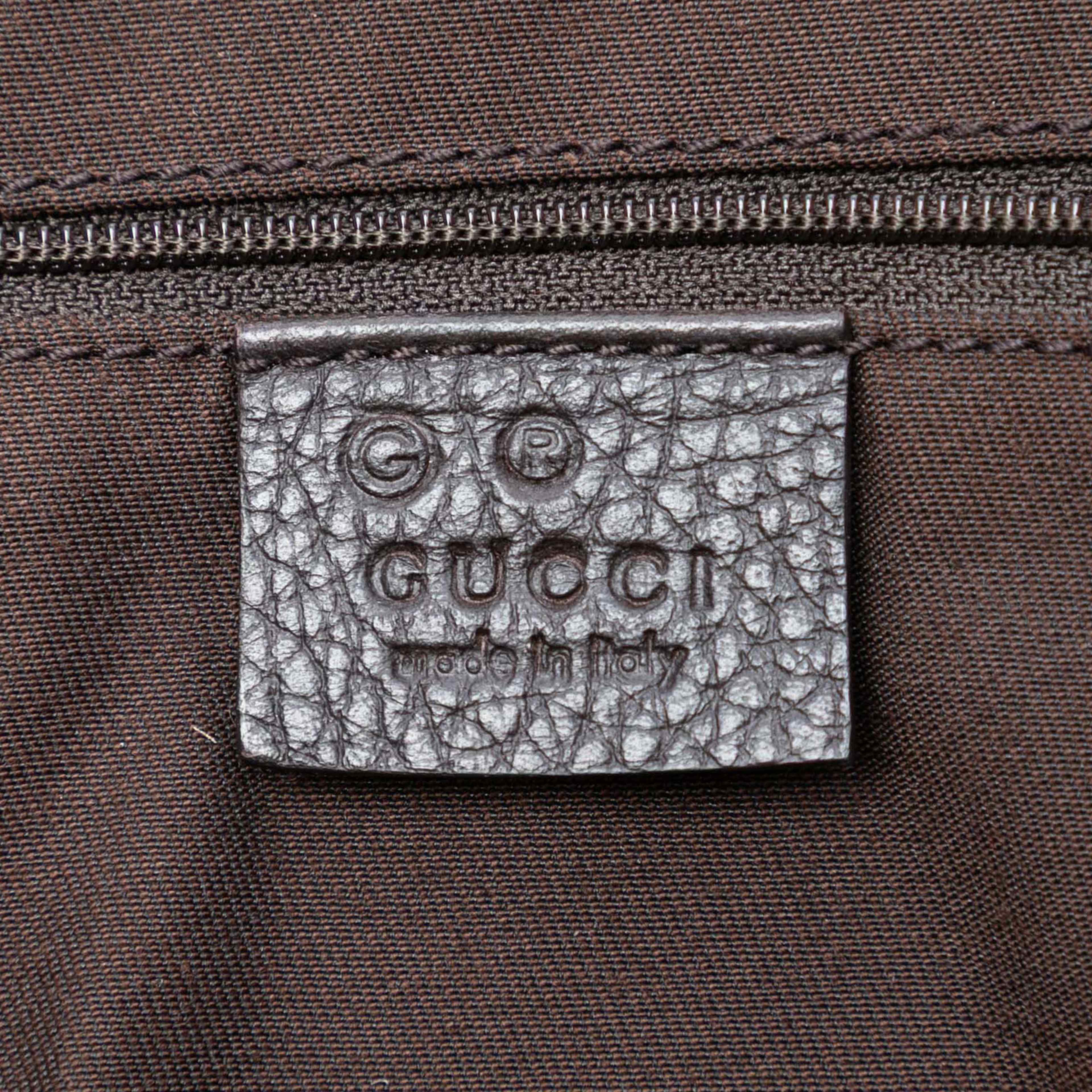 Gucci Gg Denim Abbey D Ring Tote, från Luxclusif, i färgen brun. Klicka för att öppna bilden i stort format