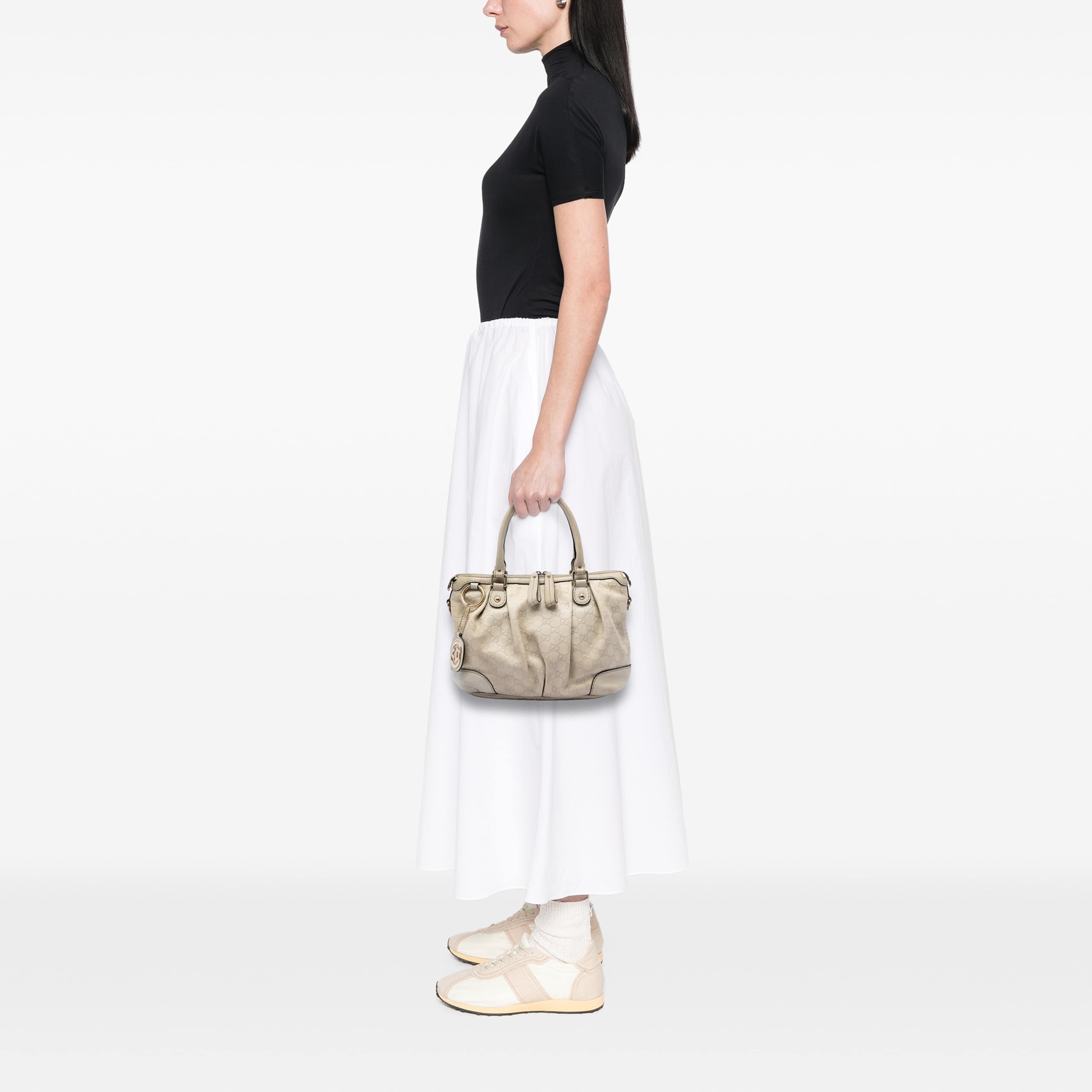 Gucci Guccissima Sukey Satchel, från Luxclusif, i färgen brun. Klicka för att öppna bilden i stort format