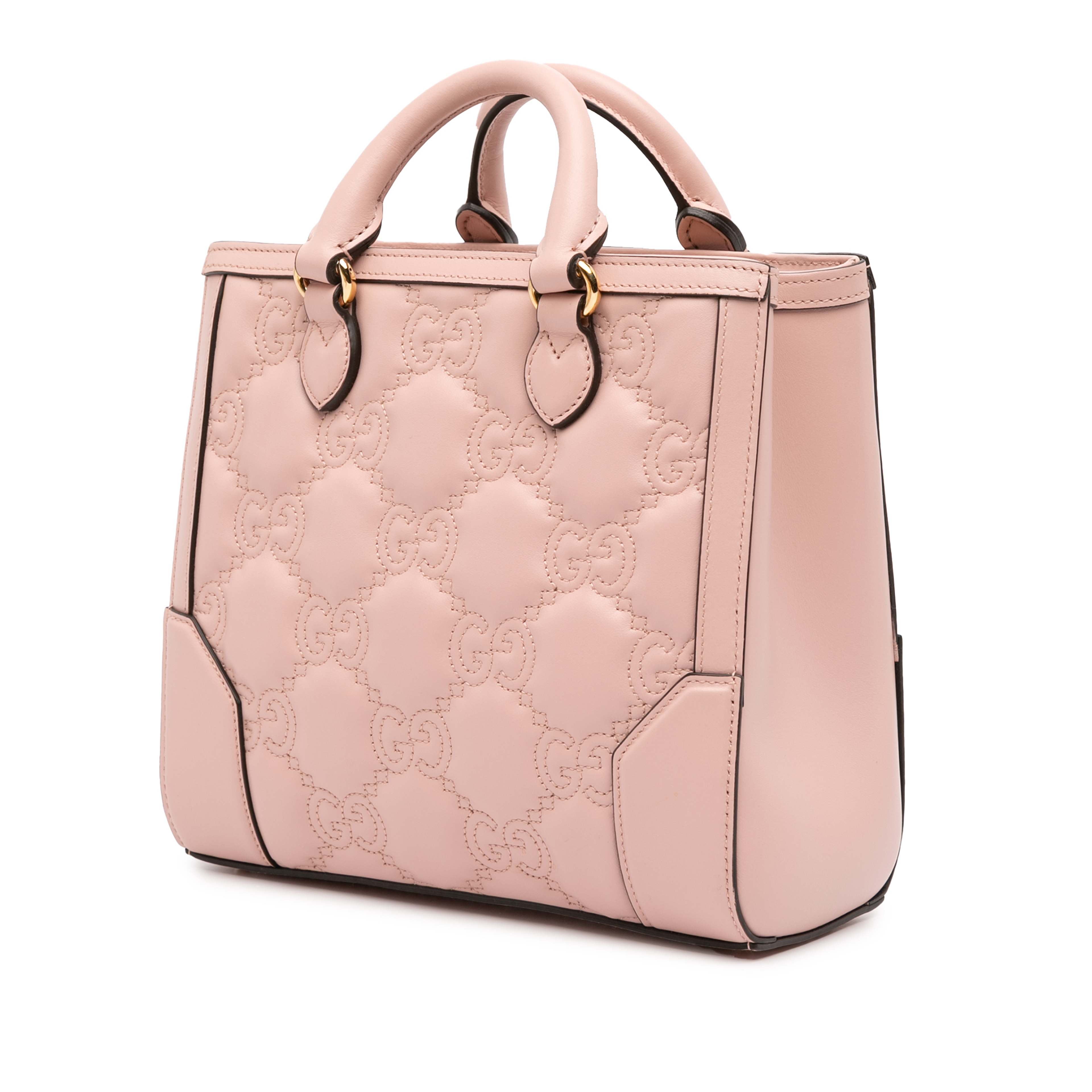 Gucci Mini Gg Matelasse Leather Top Handle Bag, från Luxclusif, i färgen pink. Klicka för att öppna bilden i stort format