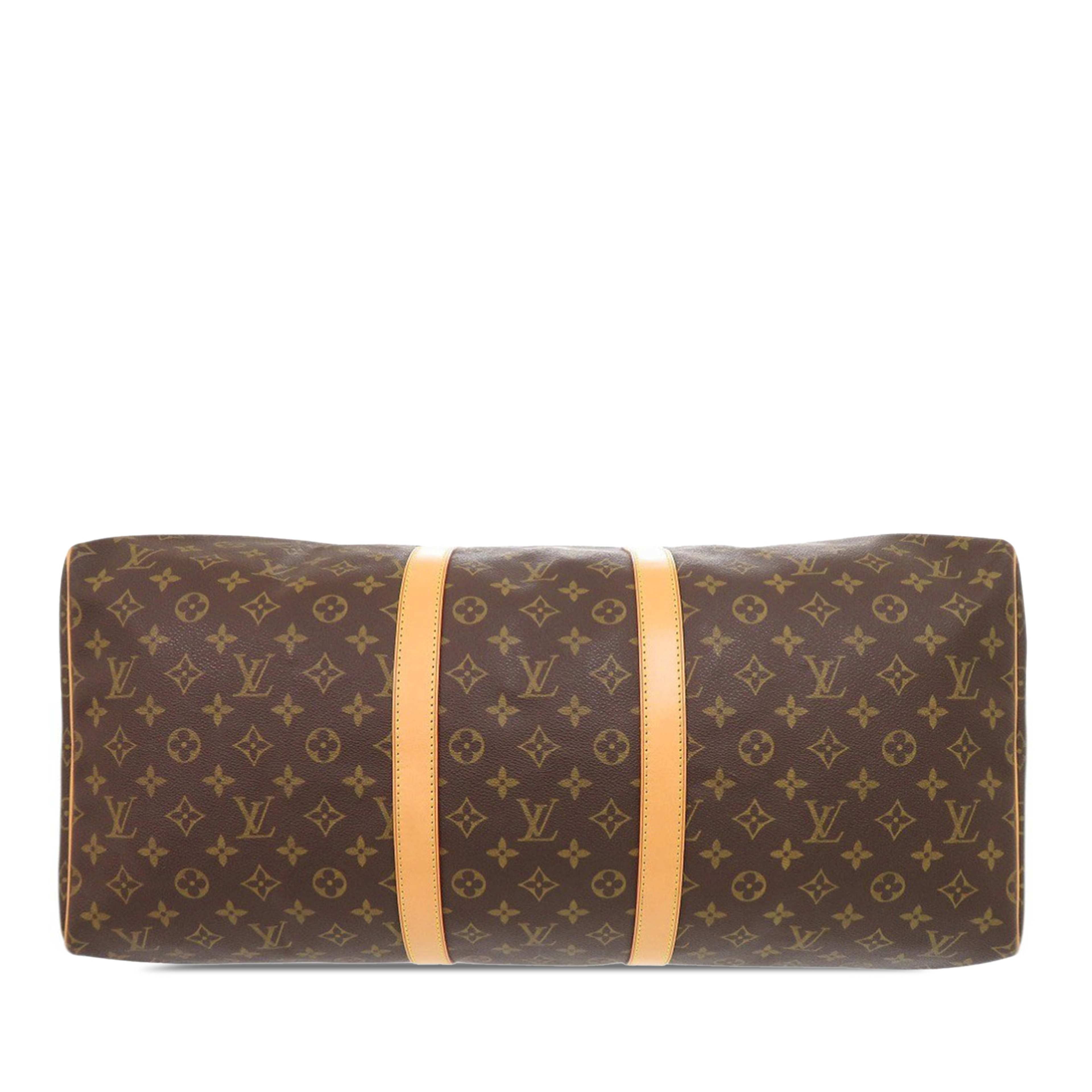Louis Vuitton Monogram Keepall 55, från Luxclusif, i färgen brun. Klicka för att öppna bilden i stort format