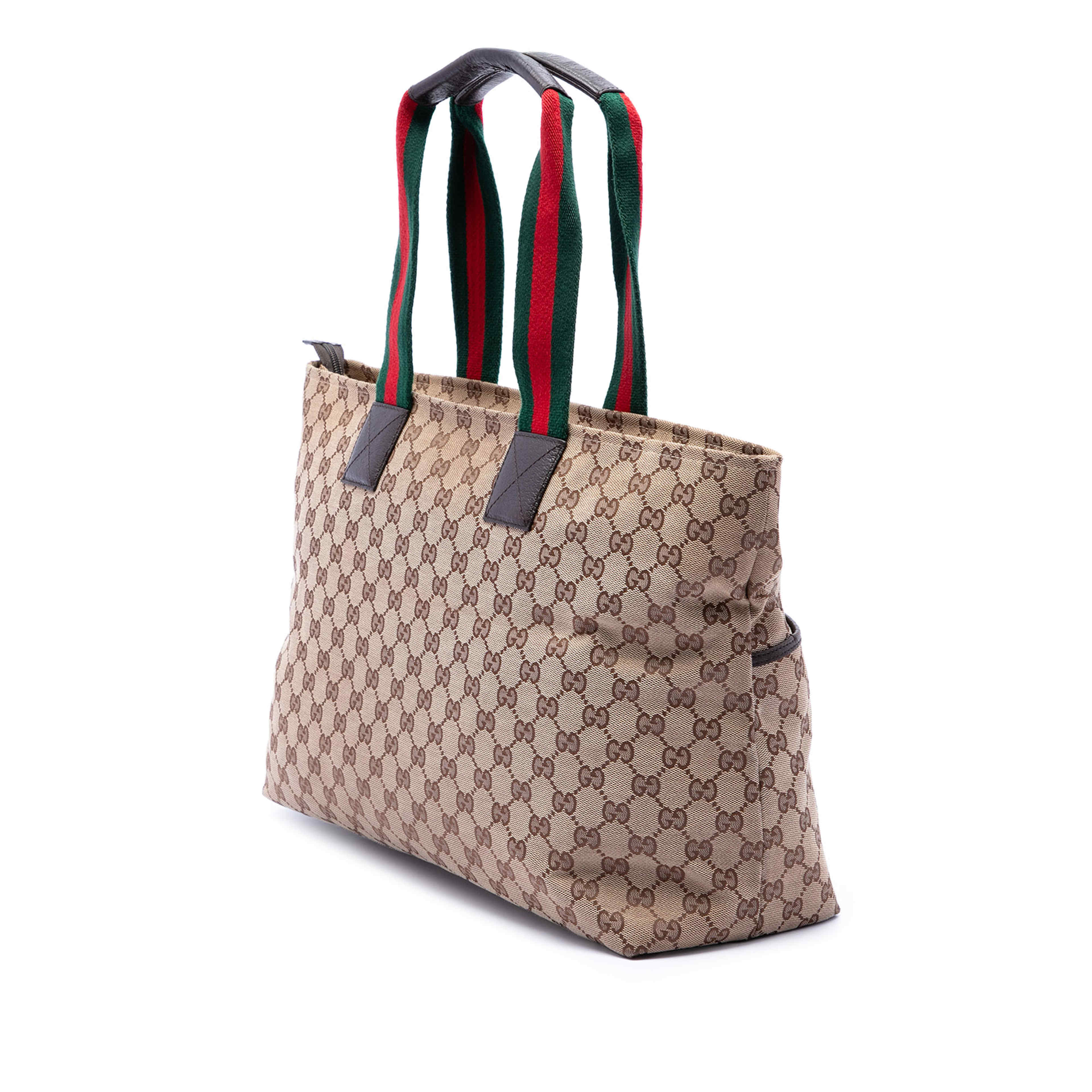 Gucci Gg Canvas Web Tote, från Luxclusif, i färgen beige. Klicka för att öppna bilden i stort format