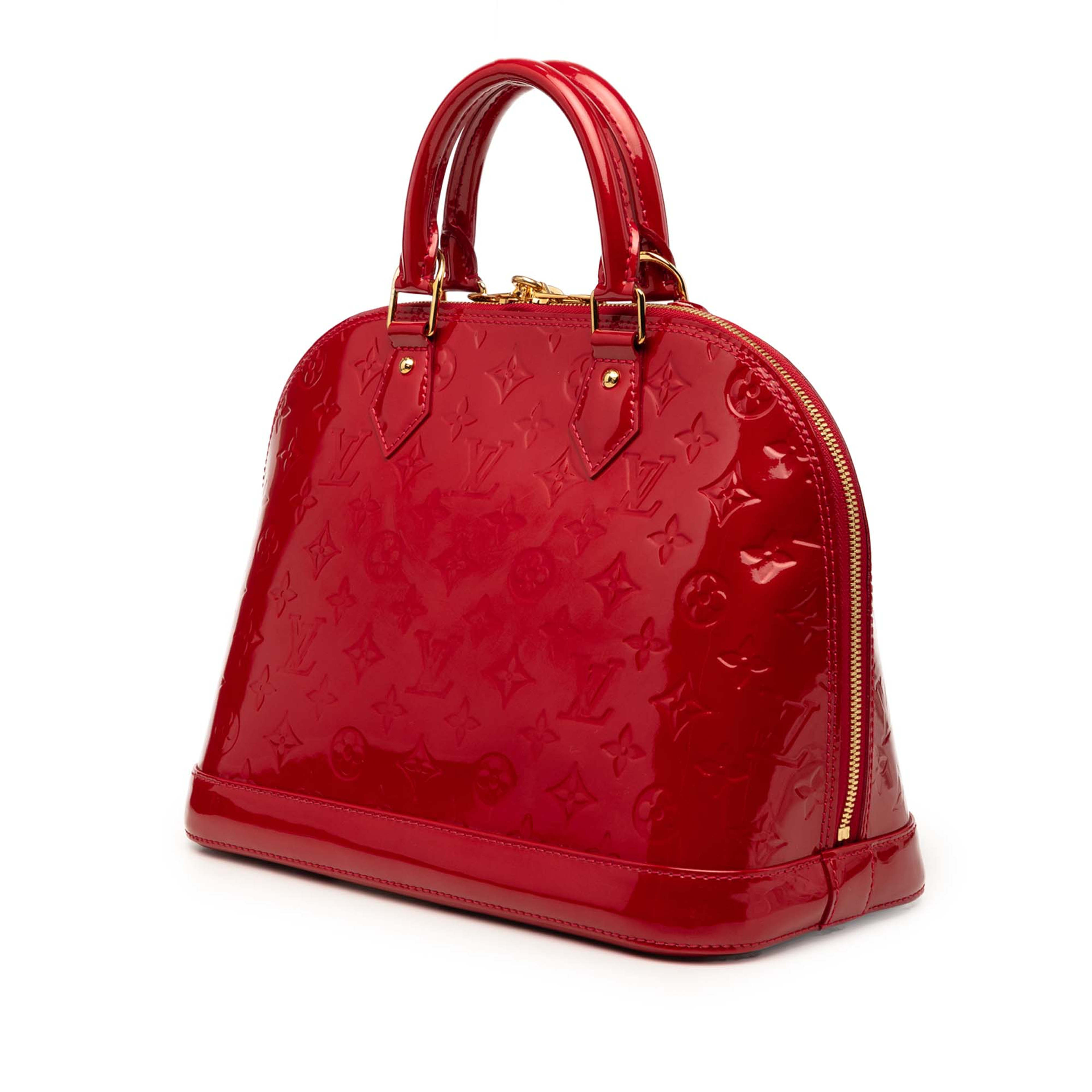 Louis Vuitton Monogram Vernis Alma Pm, från Luxclusif, i färgen röd. Klicka för att öppna bilden i stort format