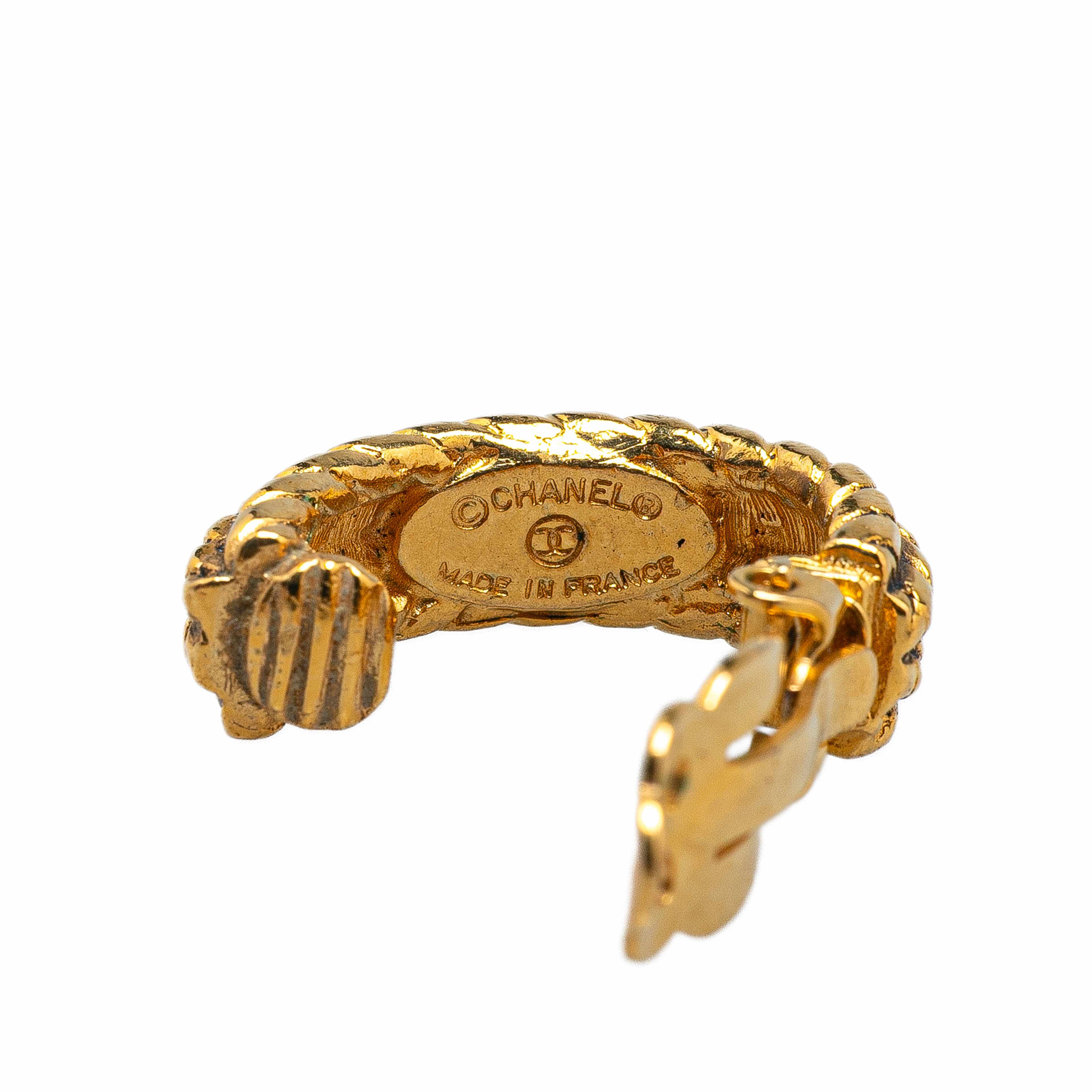 Chanel Gold Plated Round Clip On Earrings