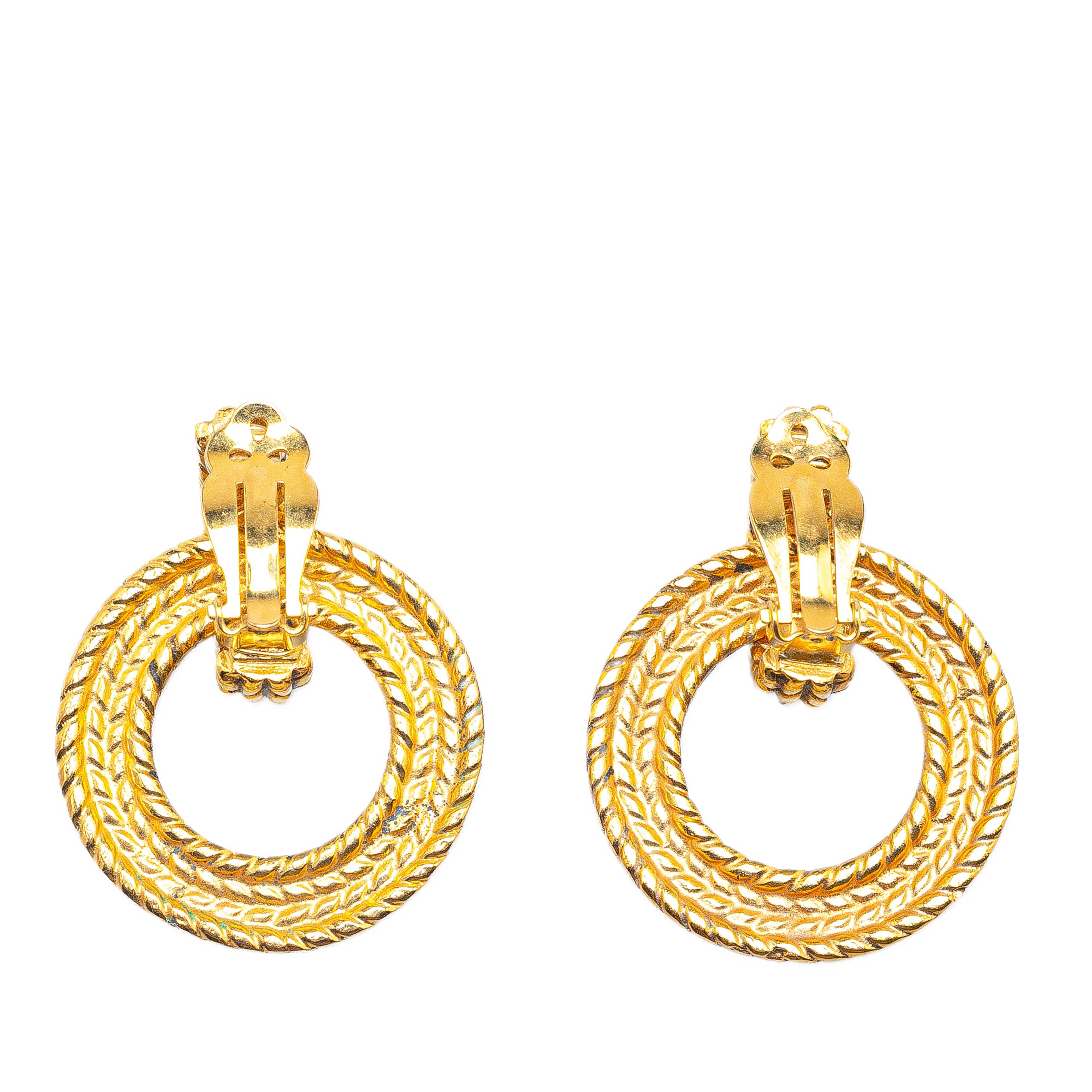 Chanel Gold Plated Round Clip On Earrings