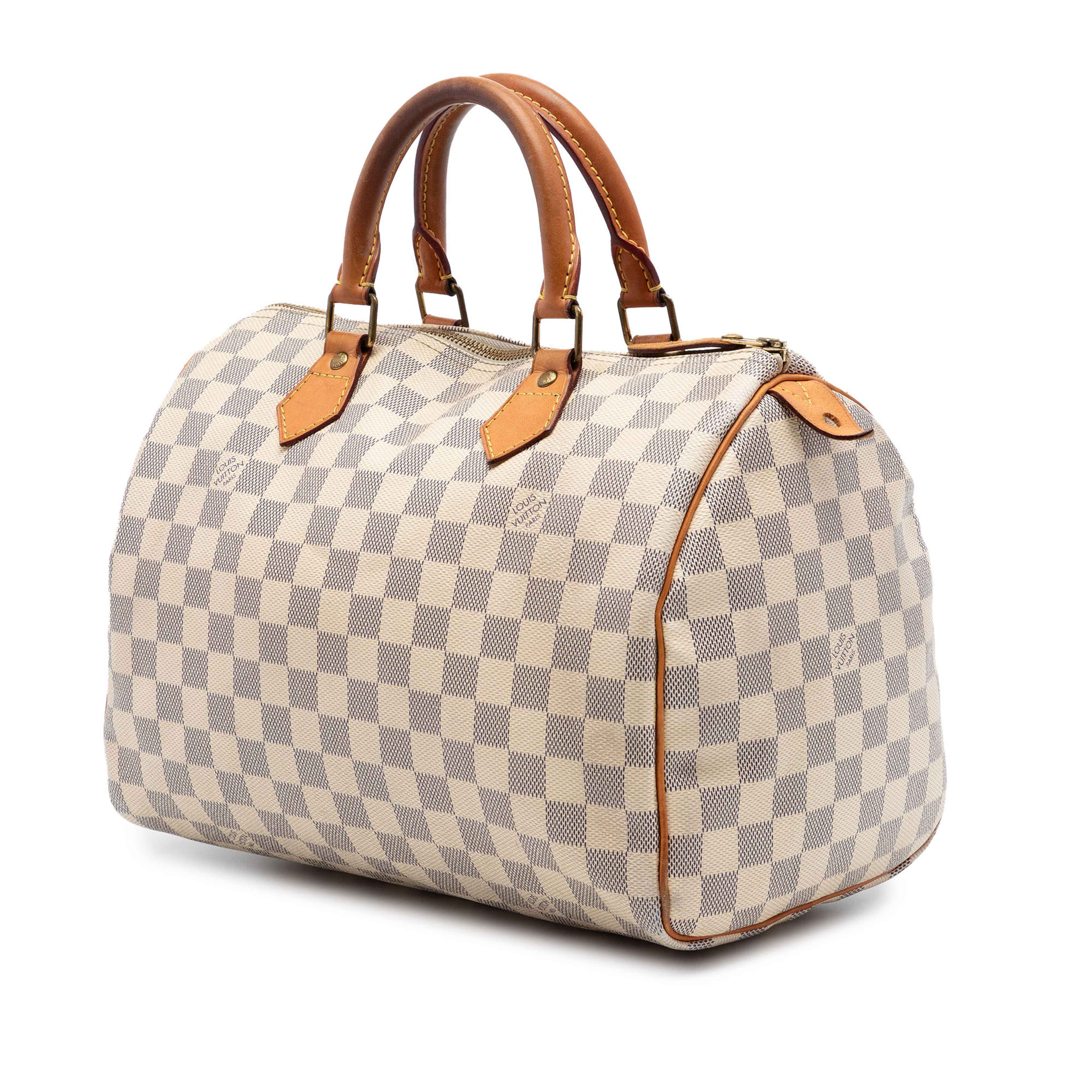 Louis Vuitton Damier Azur Speedy 30, från Luxclusif, i färgen white. Klicka för att öppna bilden i stort format