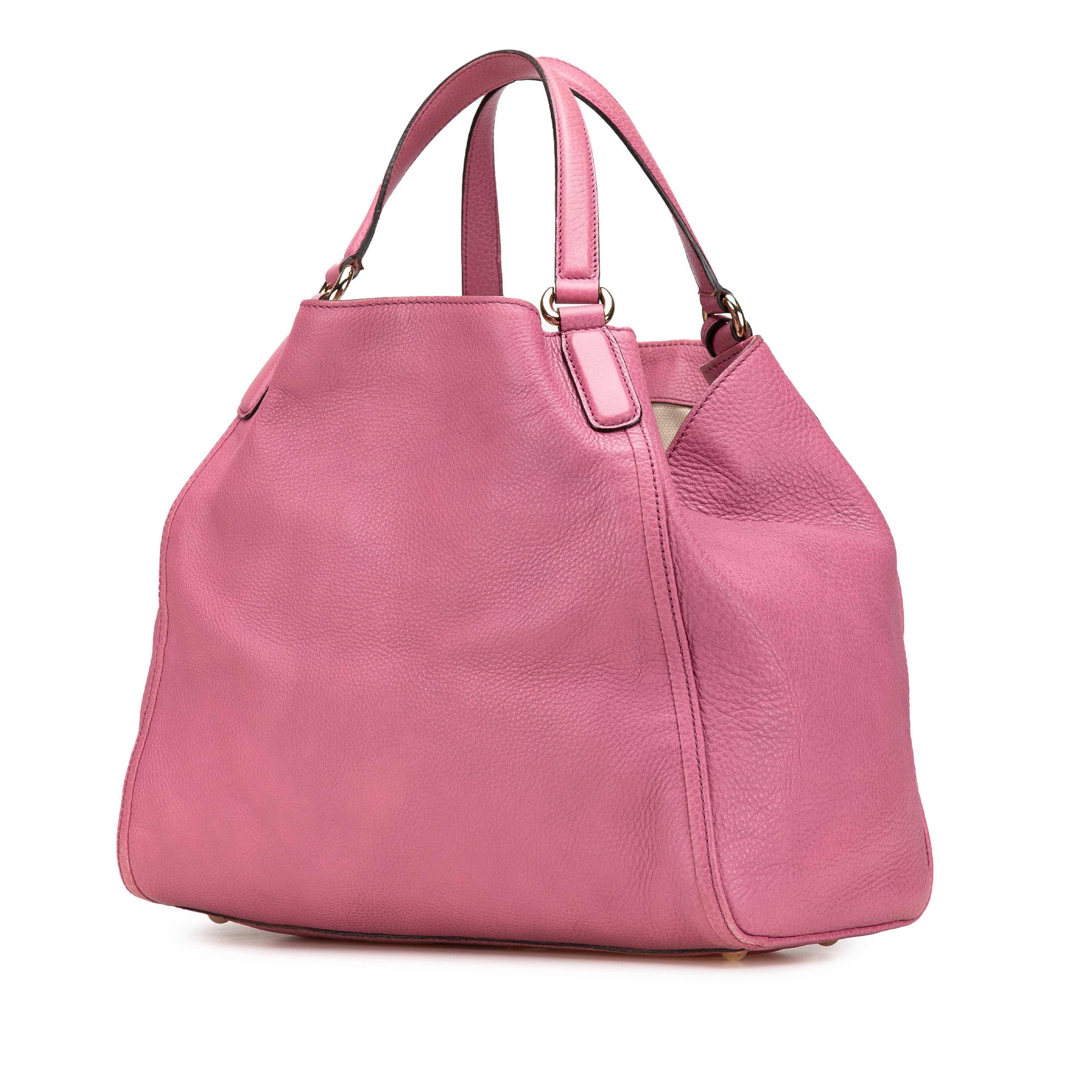 Gucci Medium Leather Soho Cellarius Tote, från Luxclusif, i färgen pink. Klicka för att öppna bilden i stort format
