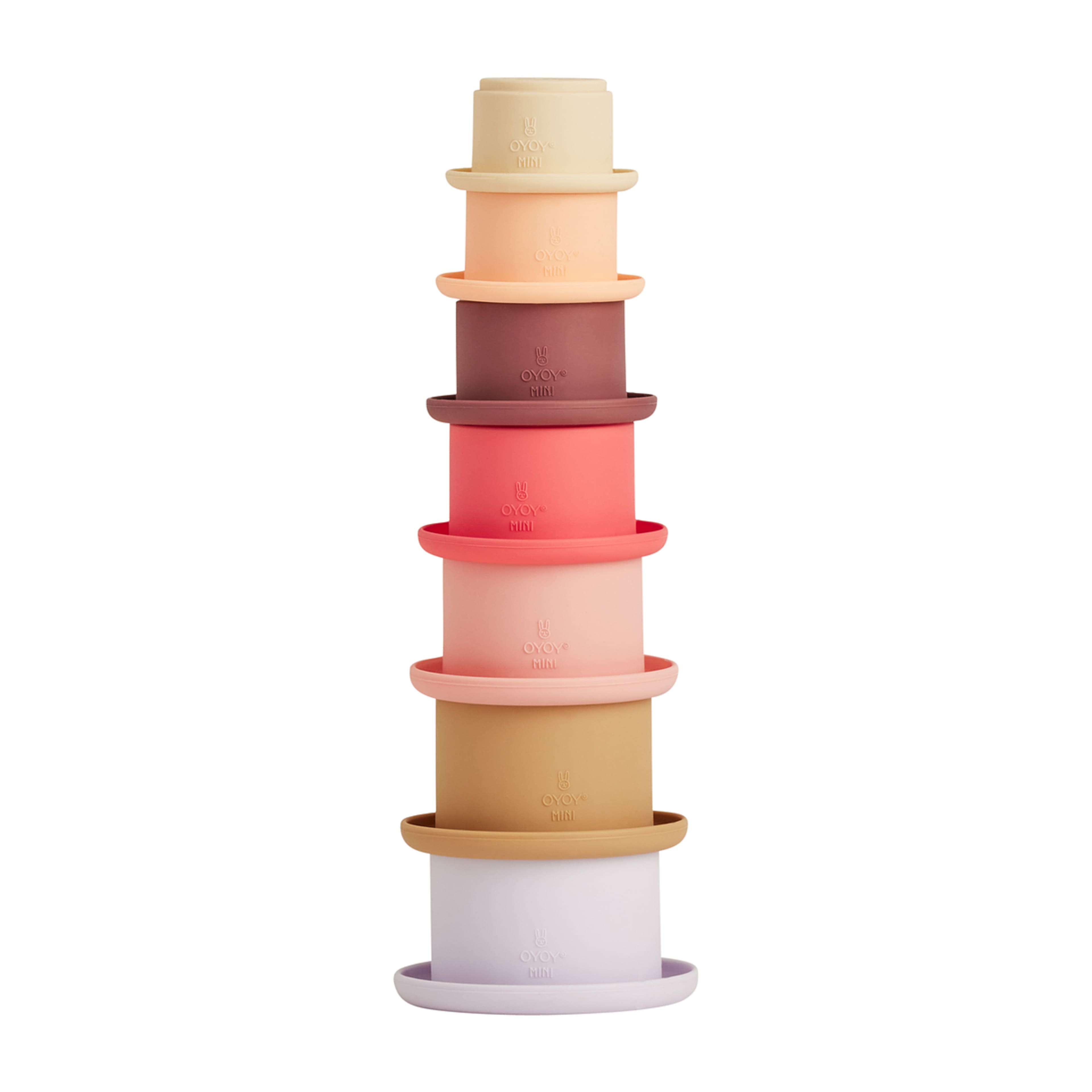 Tawa Silicone Stacking Cups, från OYOY Mini, i färgen cherry red. Klicka för att öppna bilden i stort format