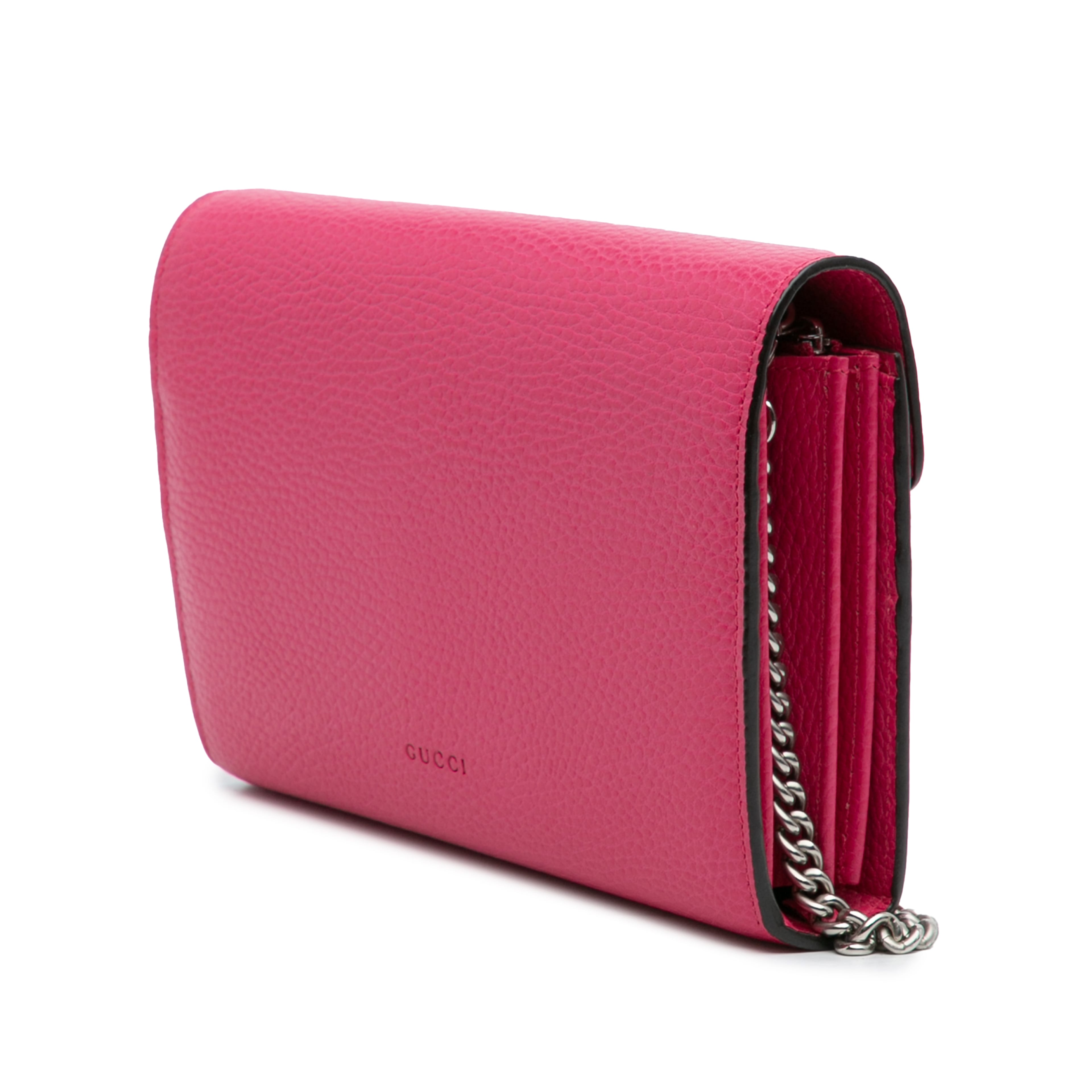 Gucci Calfskin Dionysus Wallet On Chain, från Luxclusif, i färgen rosa. Klicka för att öppna bilden i stort format
