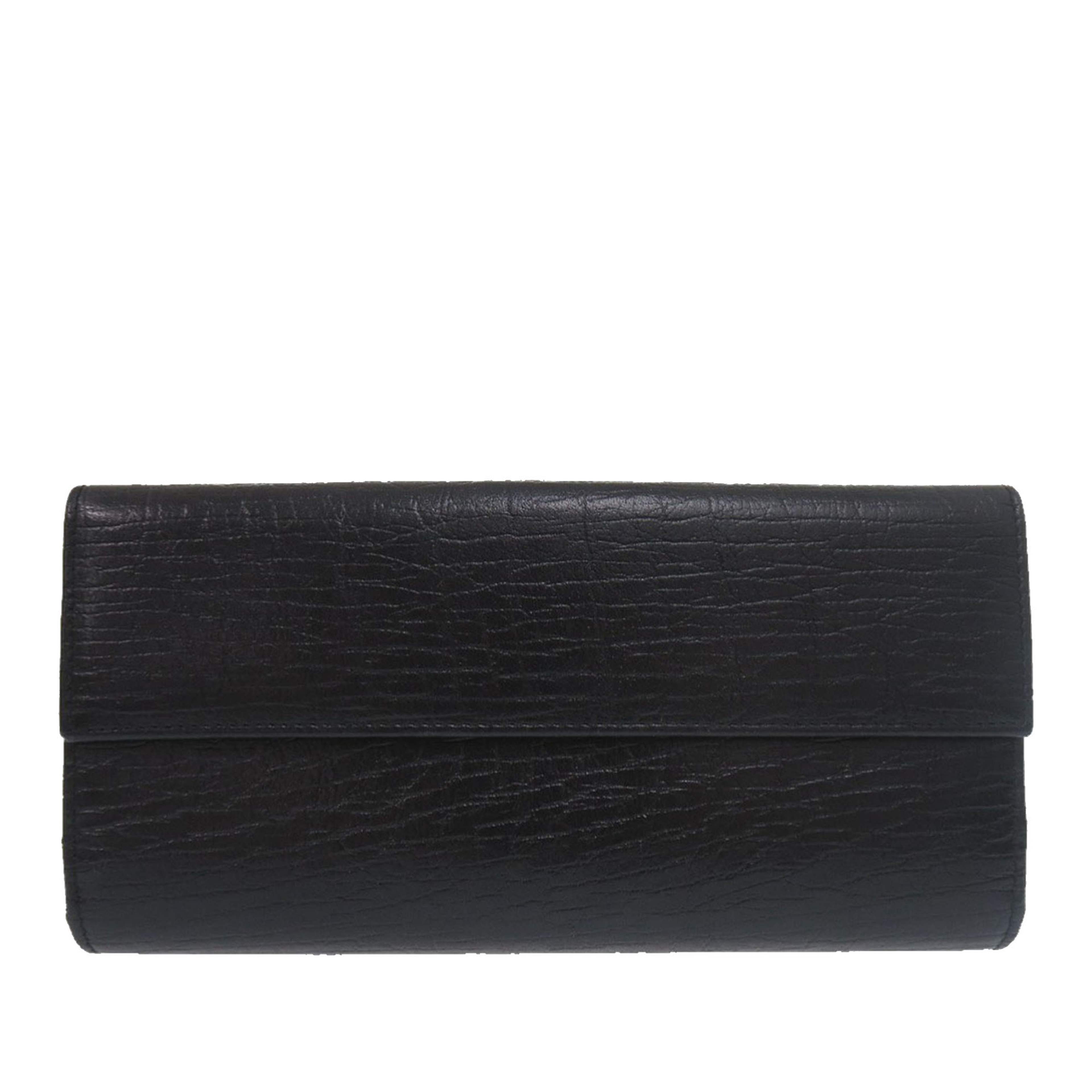 Gucci Textured Leather Bamboo Long Wallet, från Luxclusif, i färgen black. Klicka för att öppna bilden i stort format