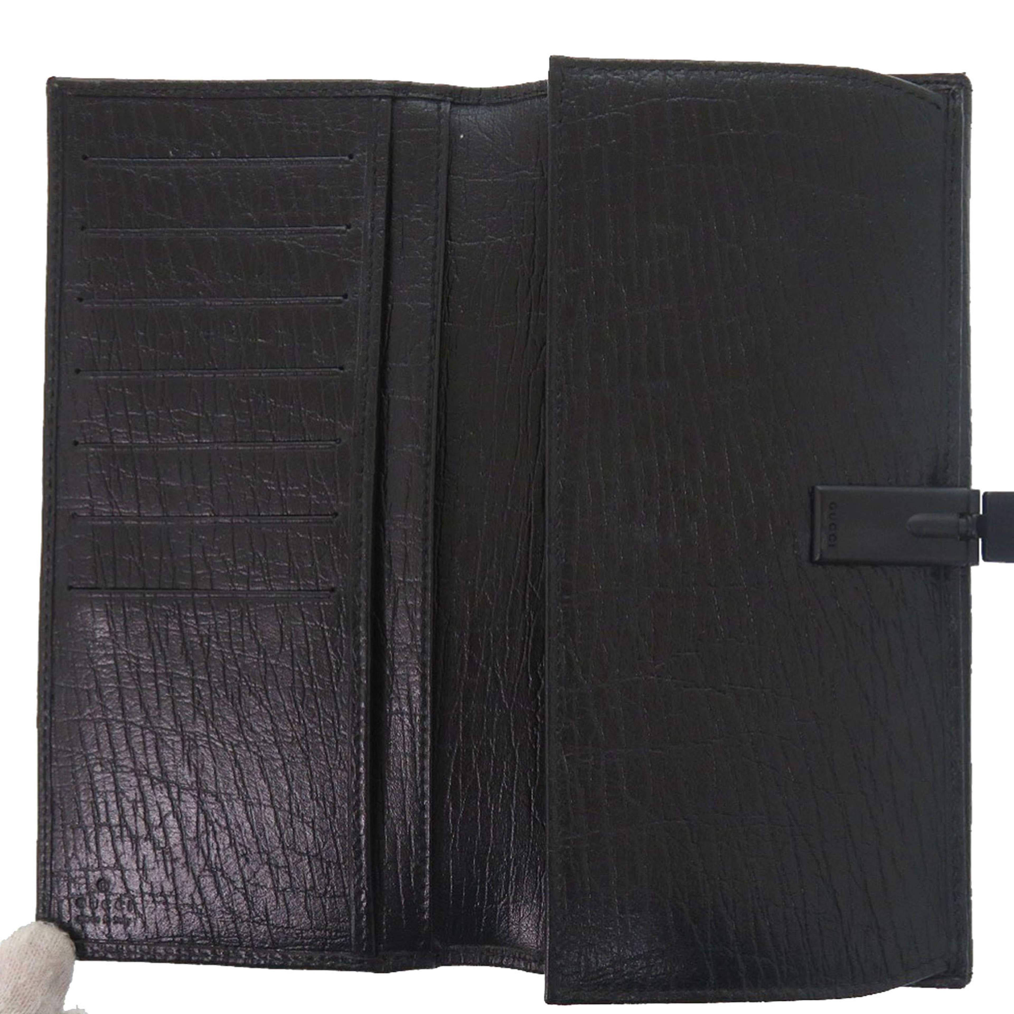 Gucci Textured Leather Bamboo Long Wallet, från Luxclusif, i färgen svart. Klicka för att öppna bilden i stort format