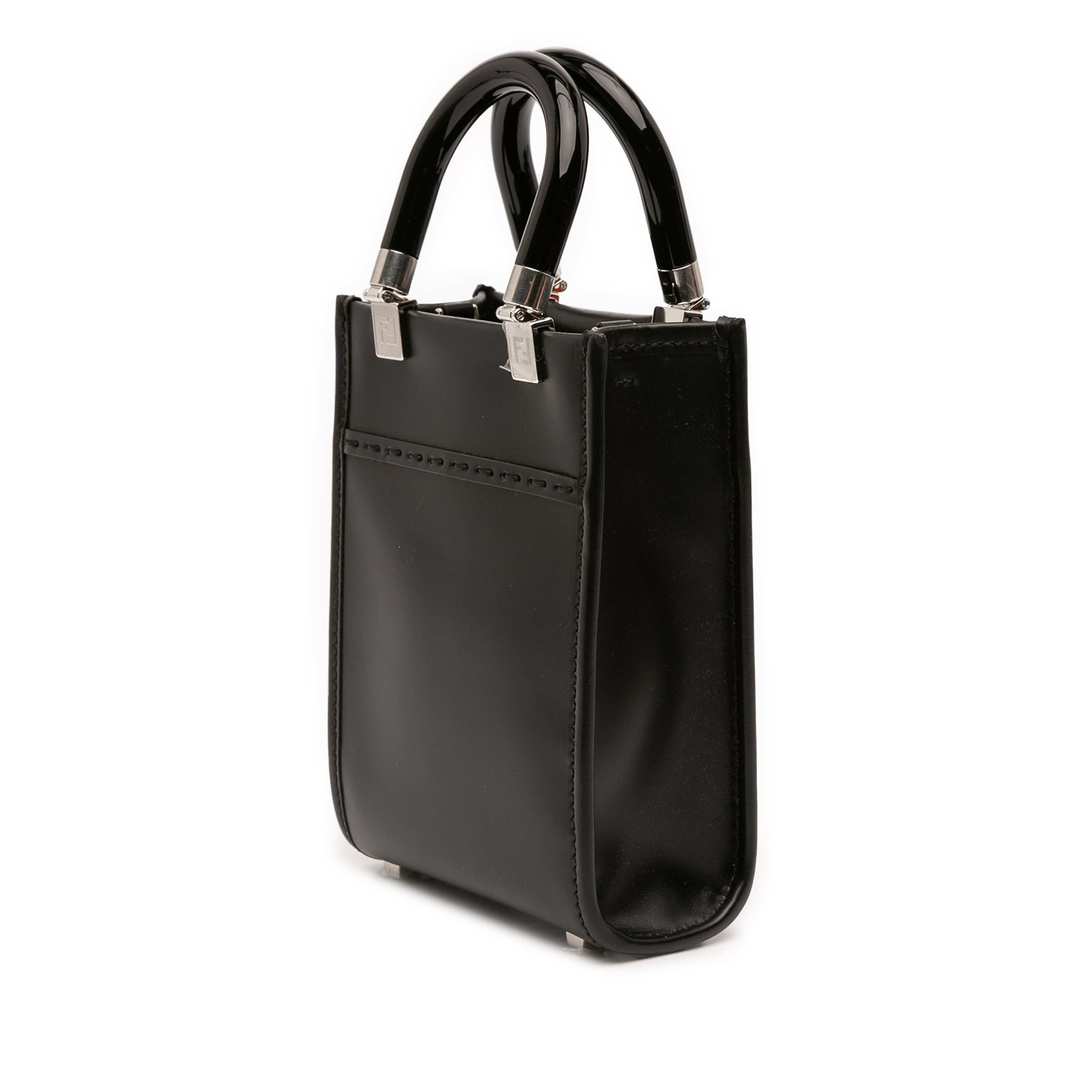 Fendi Mini Leather Sunshine Shopper Tote, från Luxclusif, i färgen svart. Klicka för att öppna bilden i stort format