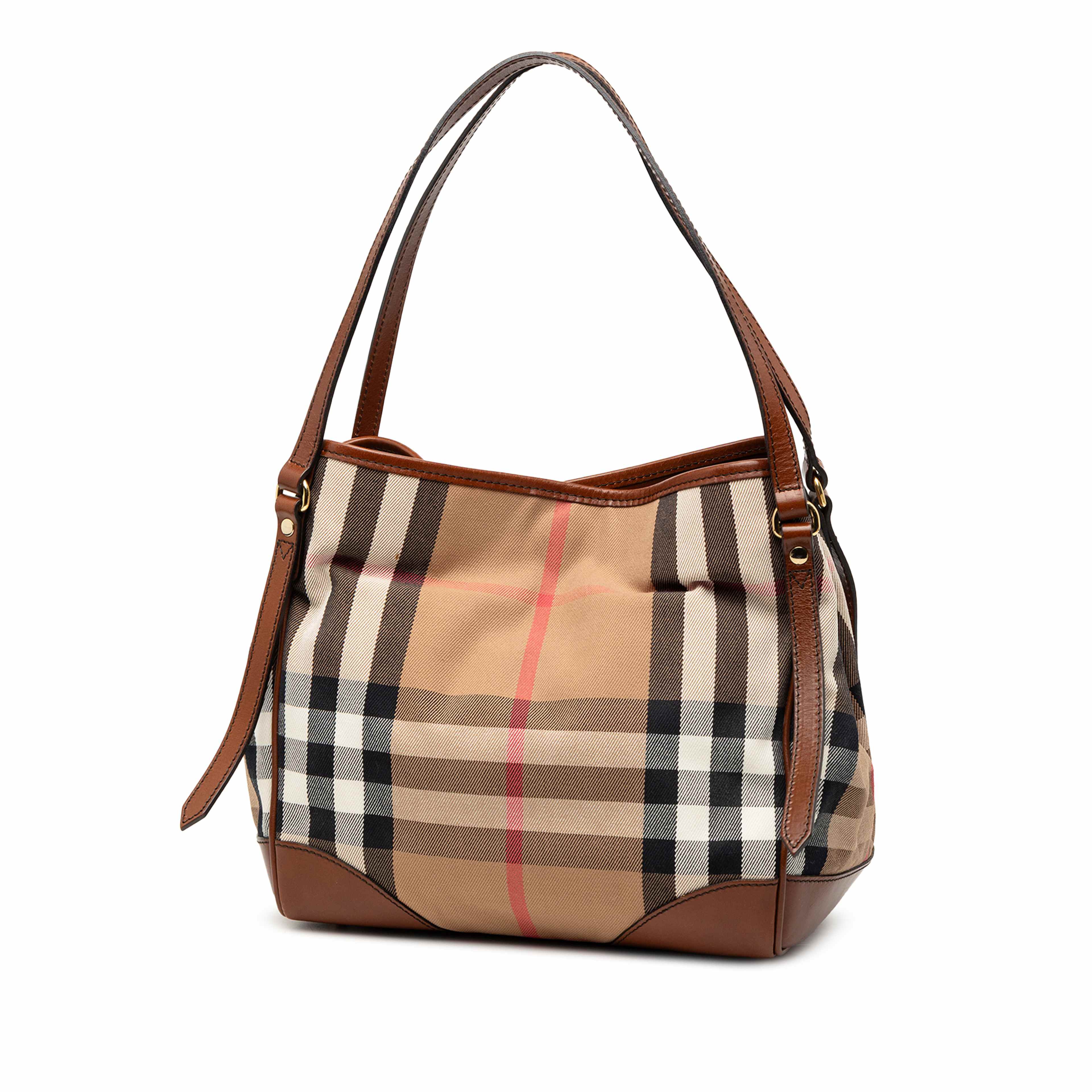 Burberry House Check Canvas Canterbury Tote, från Luxclusif, i färgen light brown. Klicka för att öppna bilden i stort format