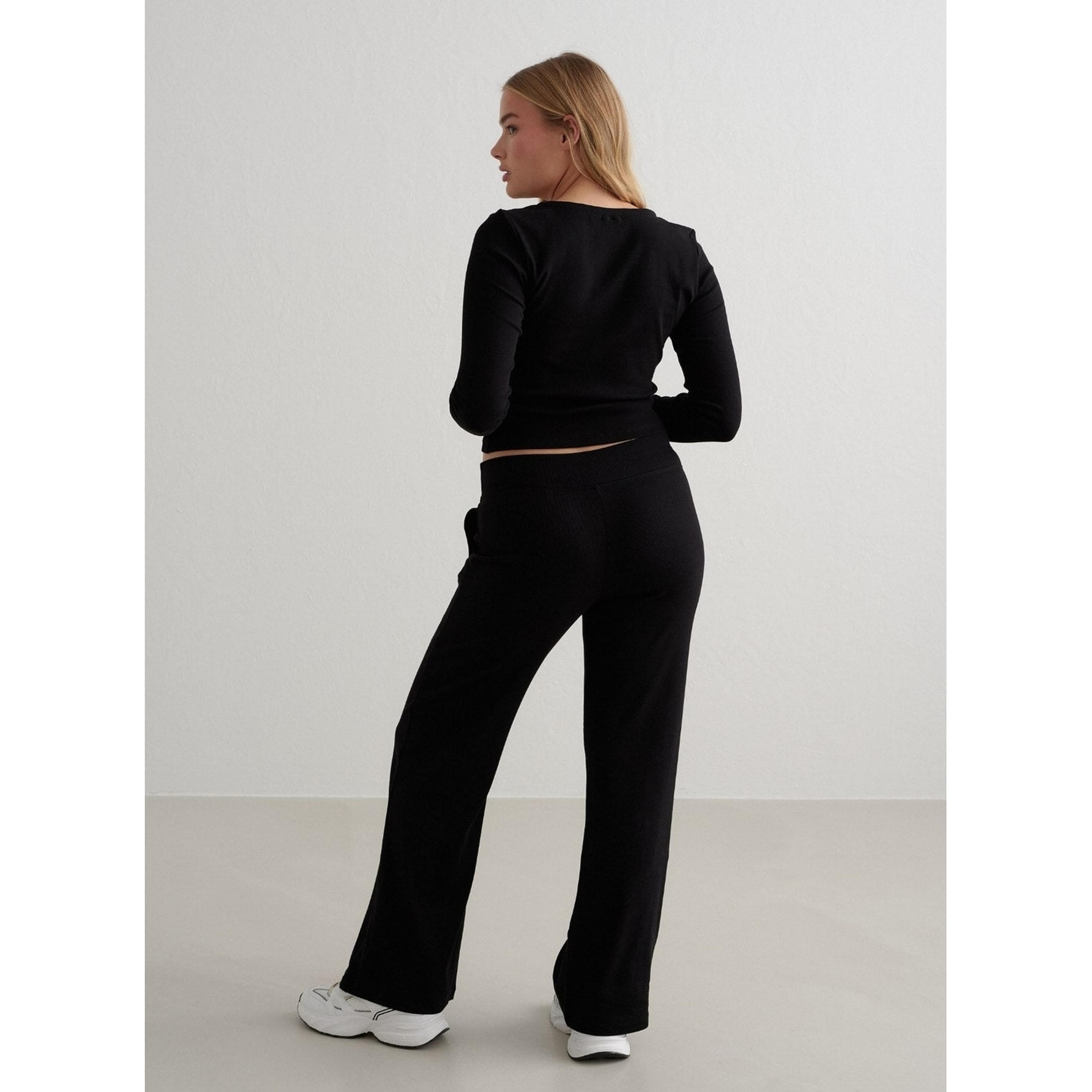 Black Ease Ribbed Cardigan