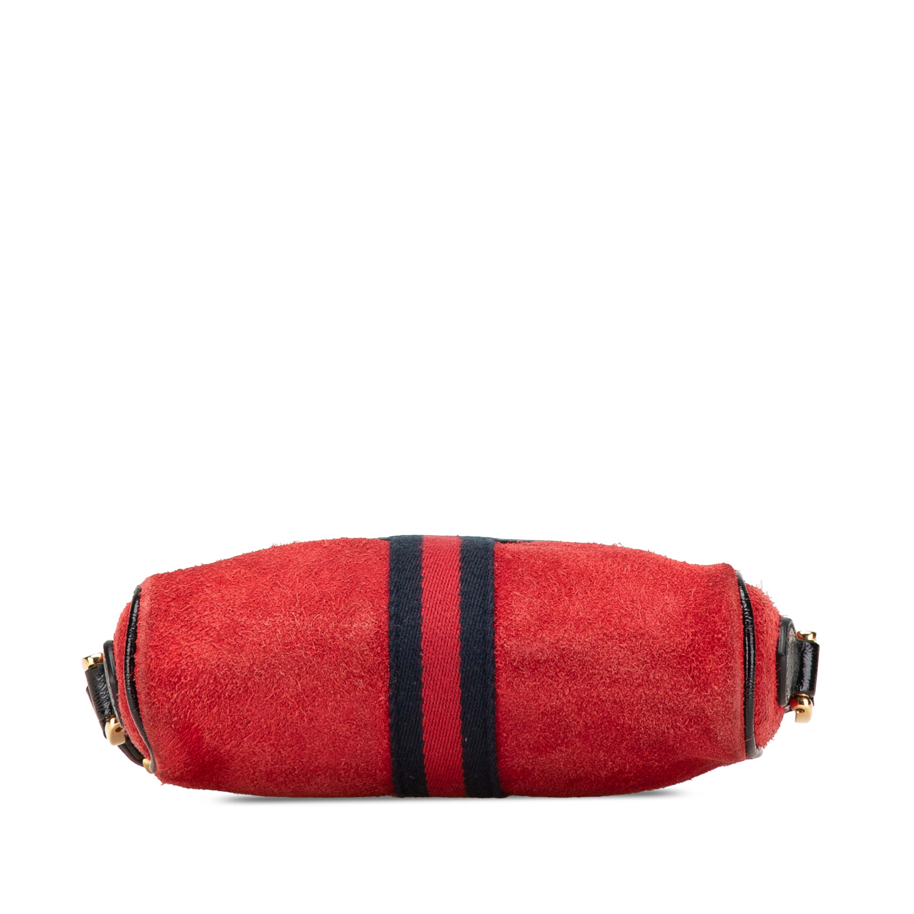 Gucci Mini Suede Web Ophidia Crossbody, från Luxclusif, i färgen röd. Klicka för att öppna bilden i stort format