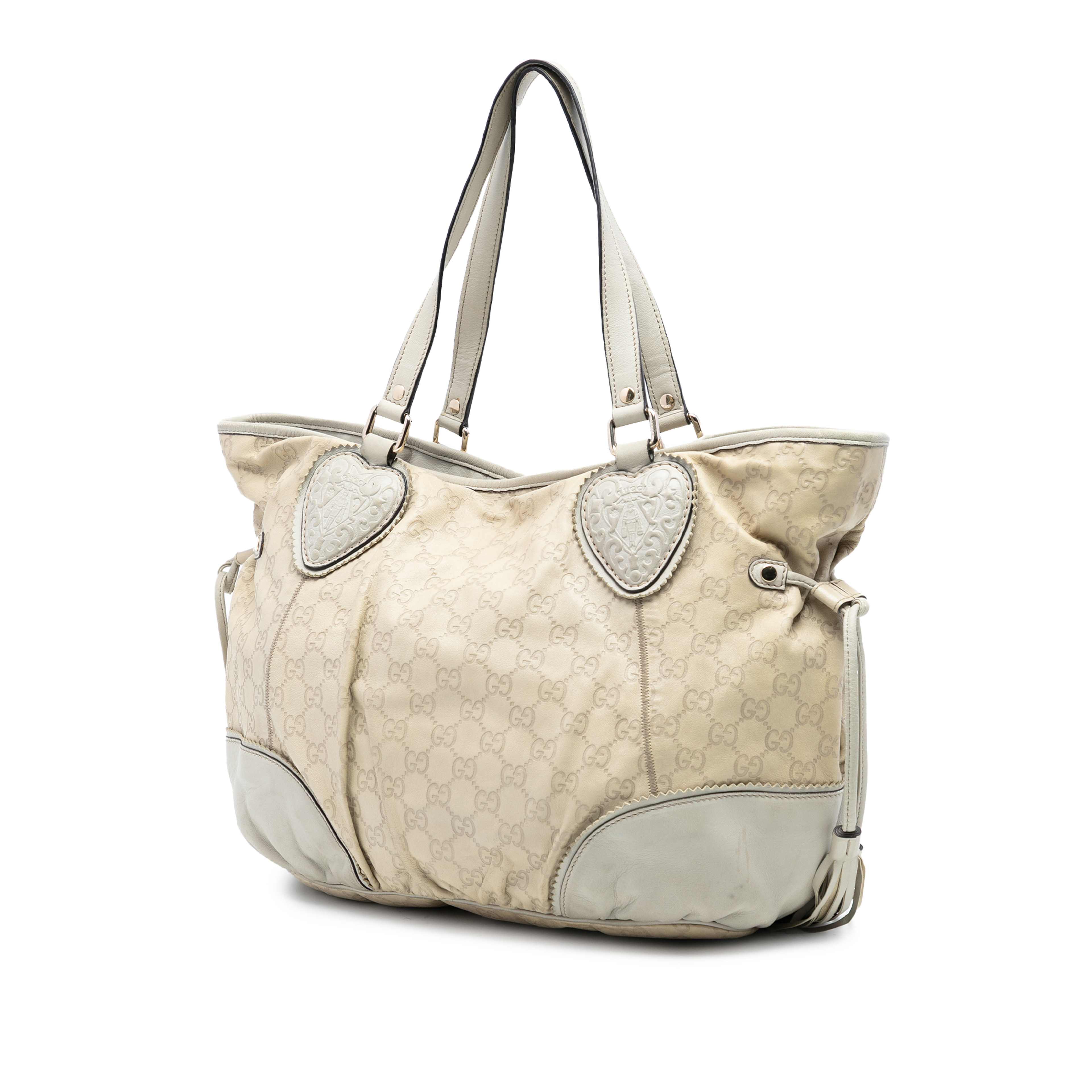 Gucci Large Guccissima Tribeca Tote, från Luxclusif, i färgen beige. Klicka för att öppna bilden i stort format