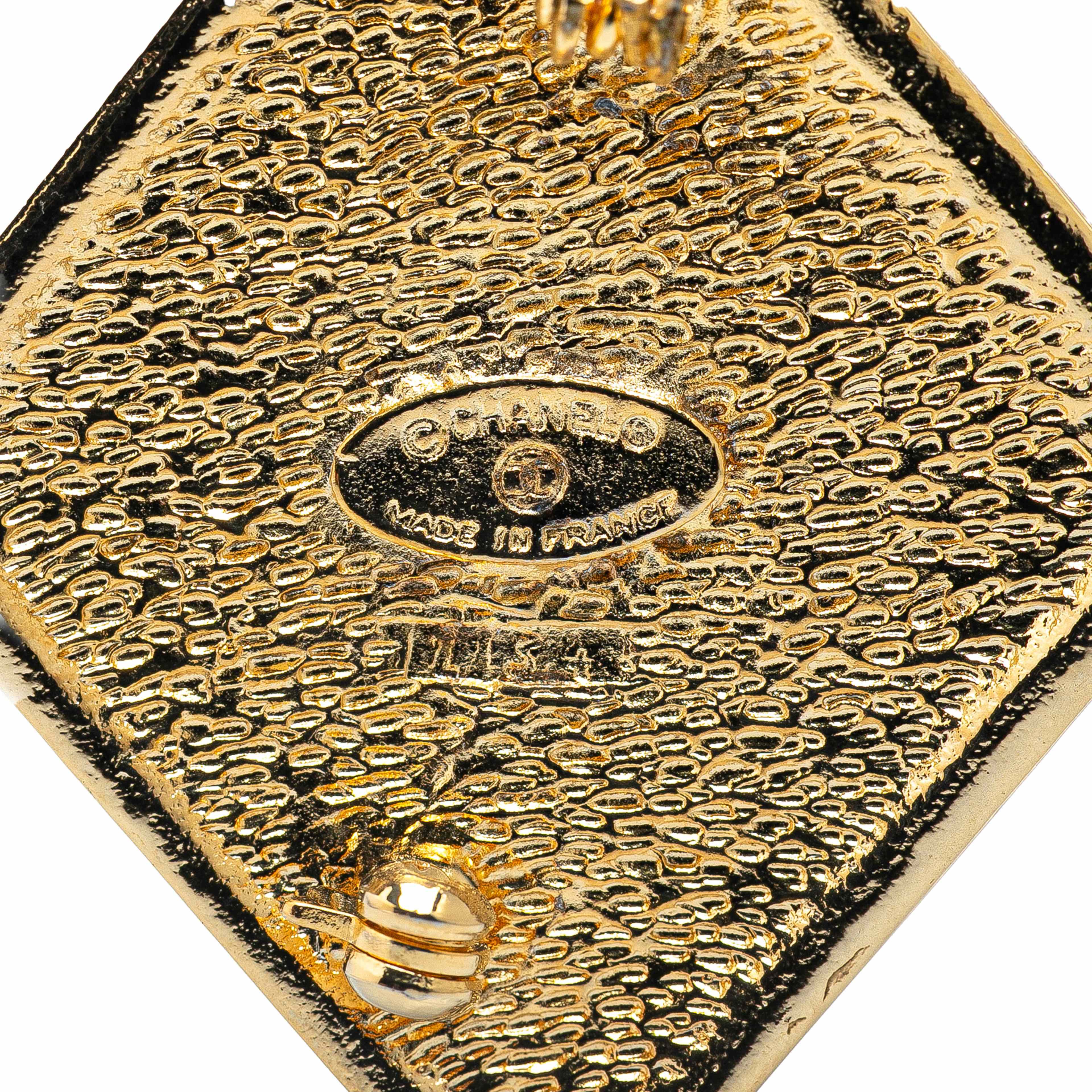 Chanel Gold Plated Cc Diamond Brooch