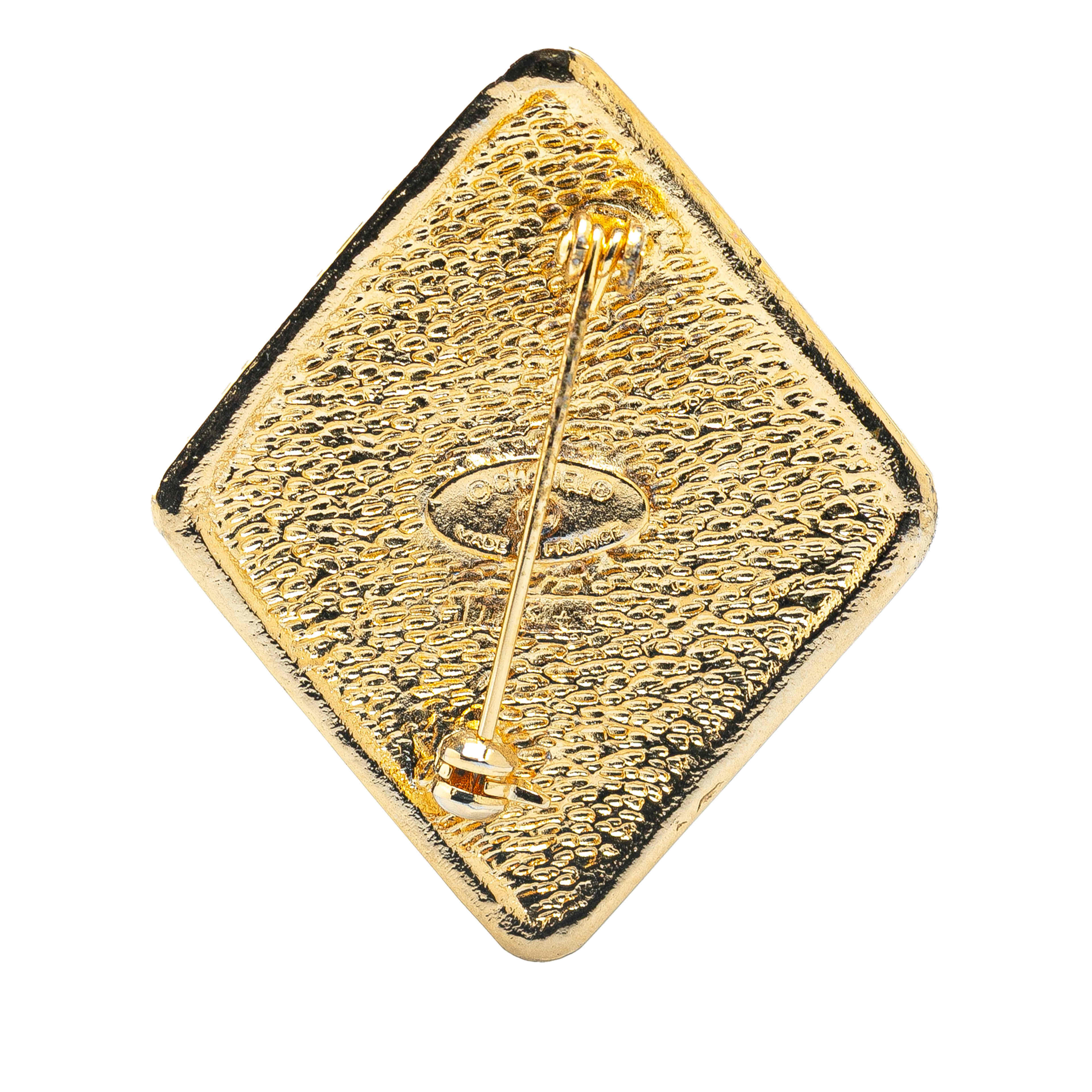 Chanel Gold Plated Cc Diamond Brooch