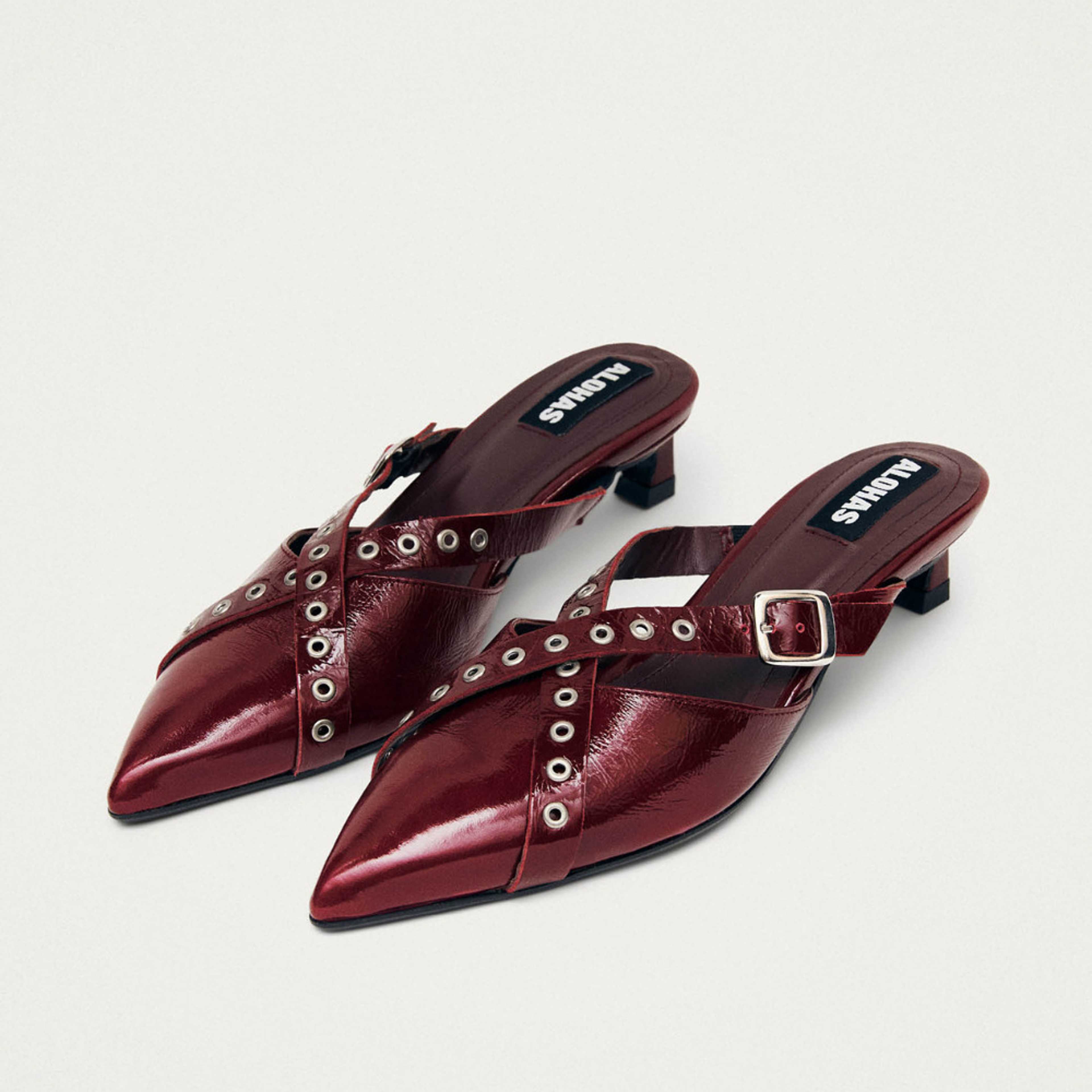 Zyra Onix Burgundy Leather Mules