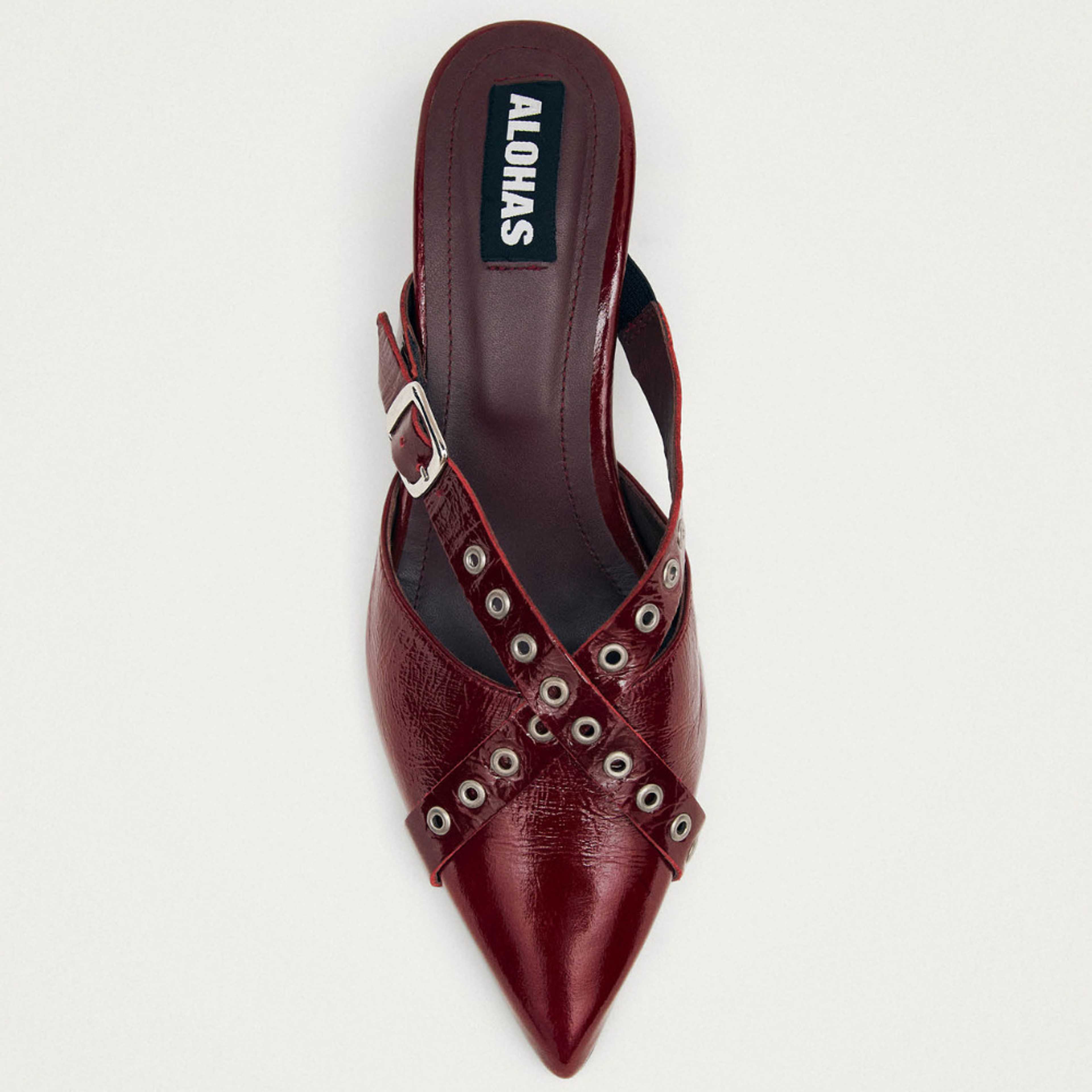 Zyra Onix Burgundy Leather Mules