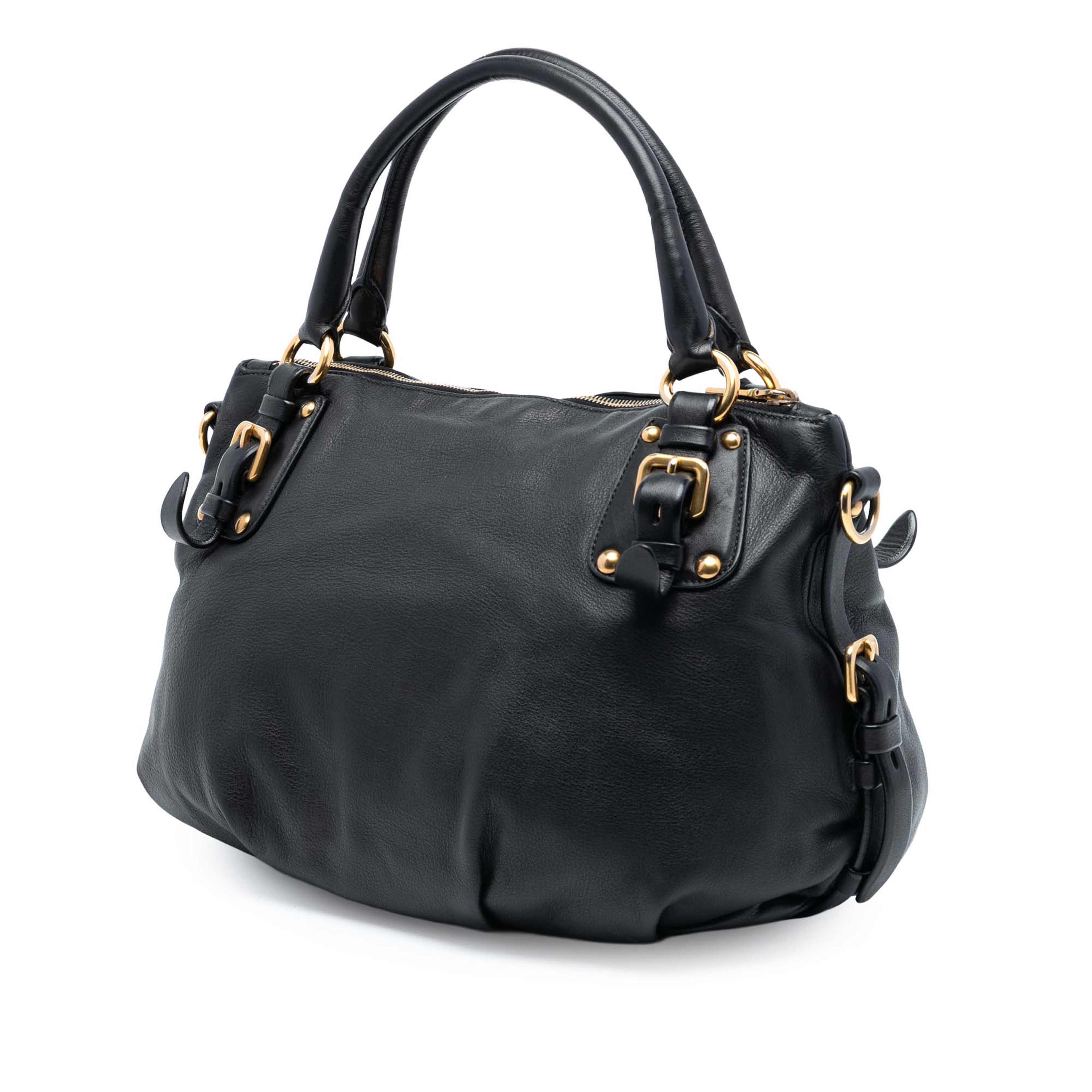Prada Soft Calfskin Satchel, från Luxclusif, i färgen black. Klicka för att öppna bilden i stort format