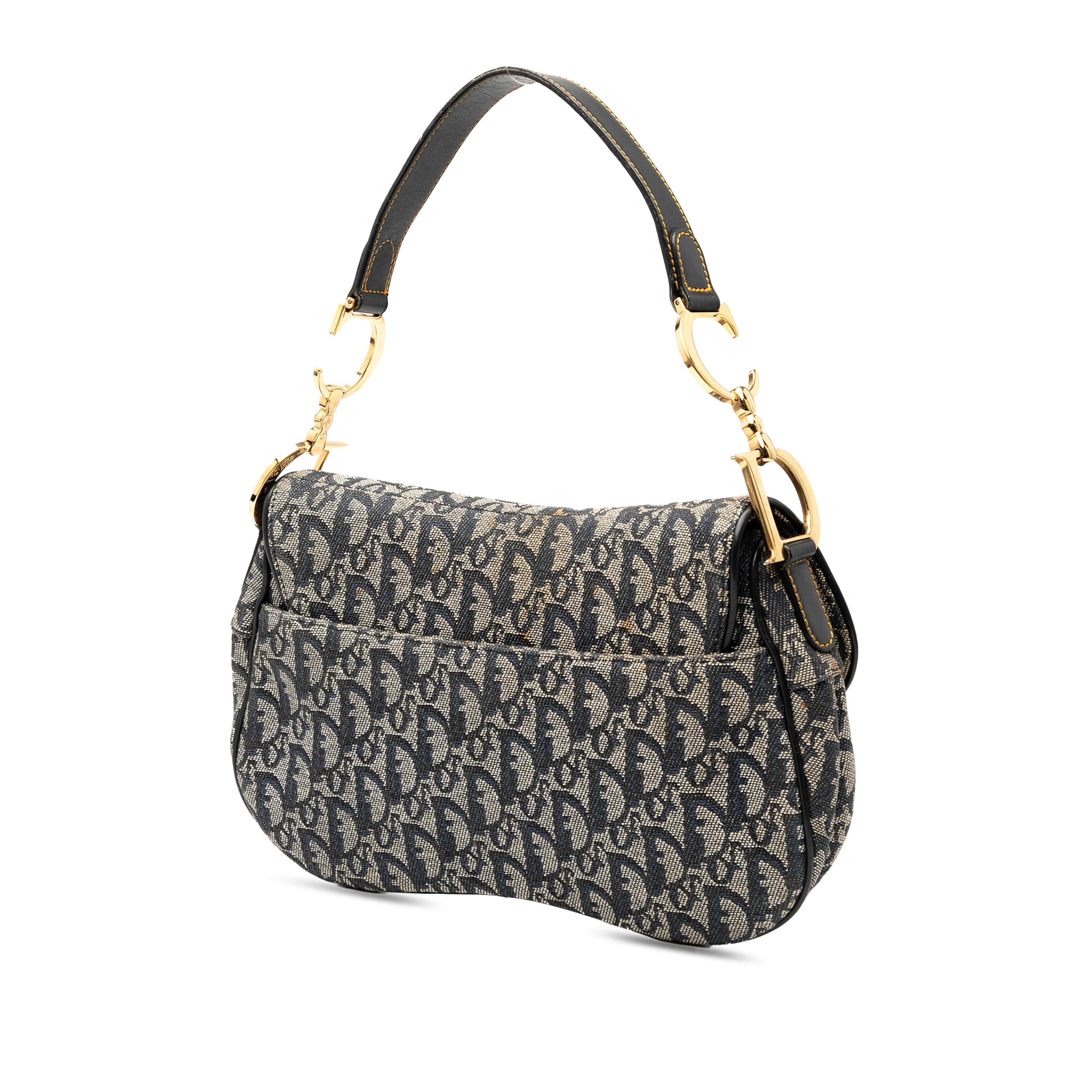 Dior Diorissimo Canvas Double Saddle Bag, från Luxclusif, i färgen dark blue. Klicka för att öppna bilden i stort format