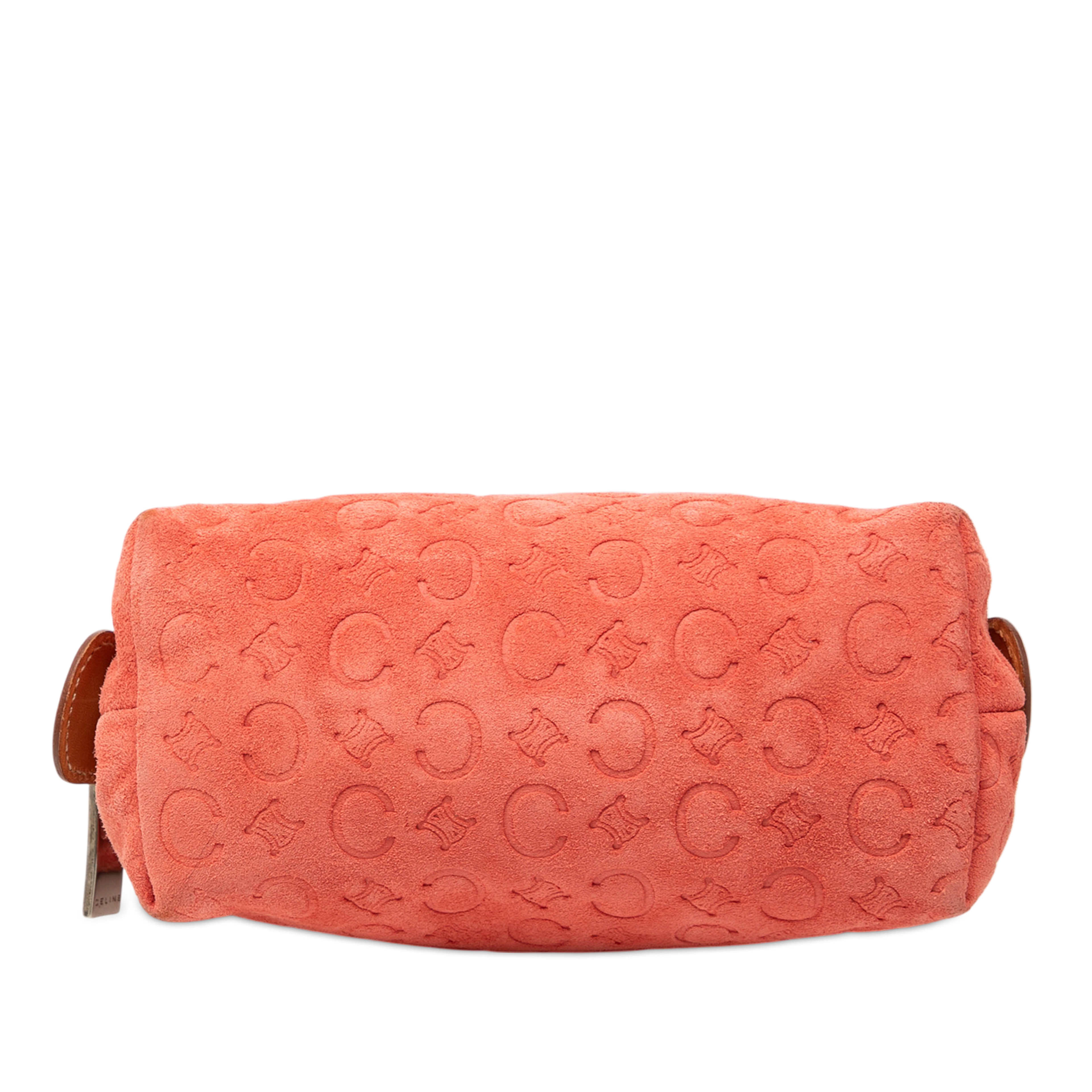 Celine C Macadam Suede Pouch, från Luxclusif, i färgen orange. Klicka för att öppna bilden i stort format