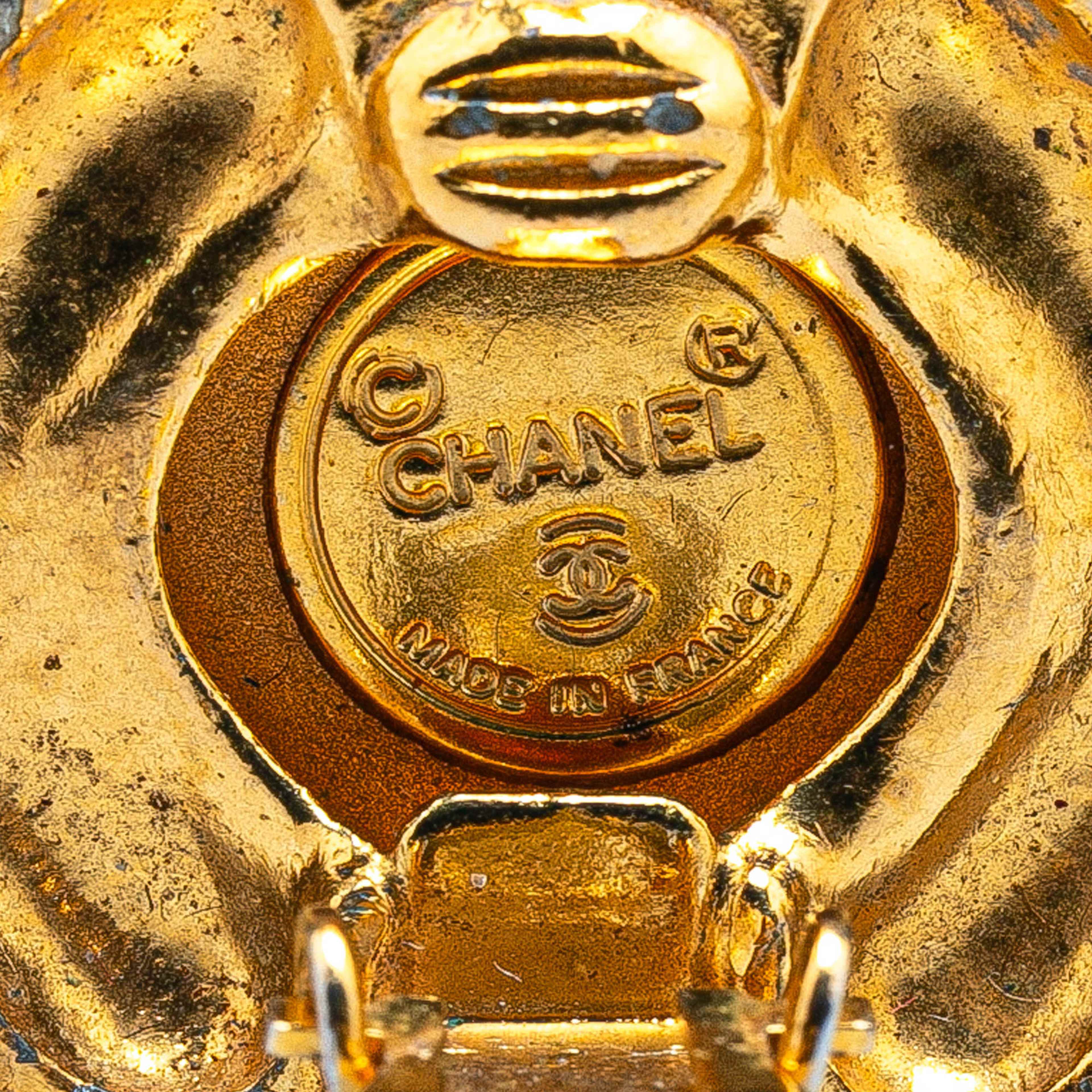 Chanel Gold Plated Diamond Crystal Clip On Earrings