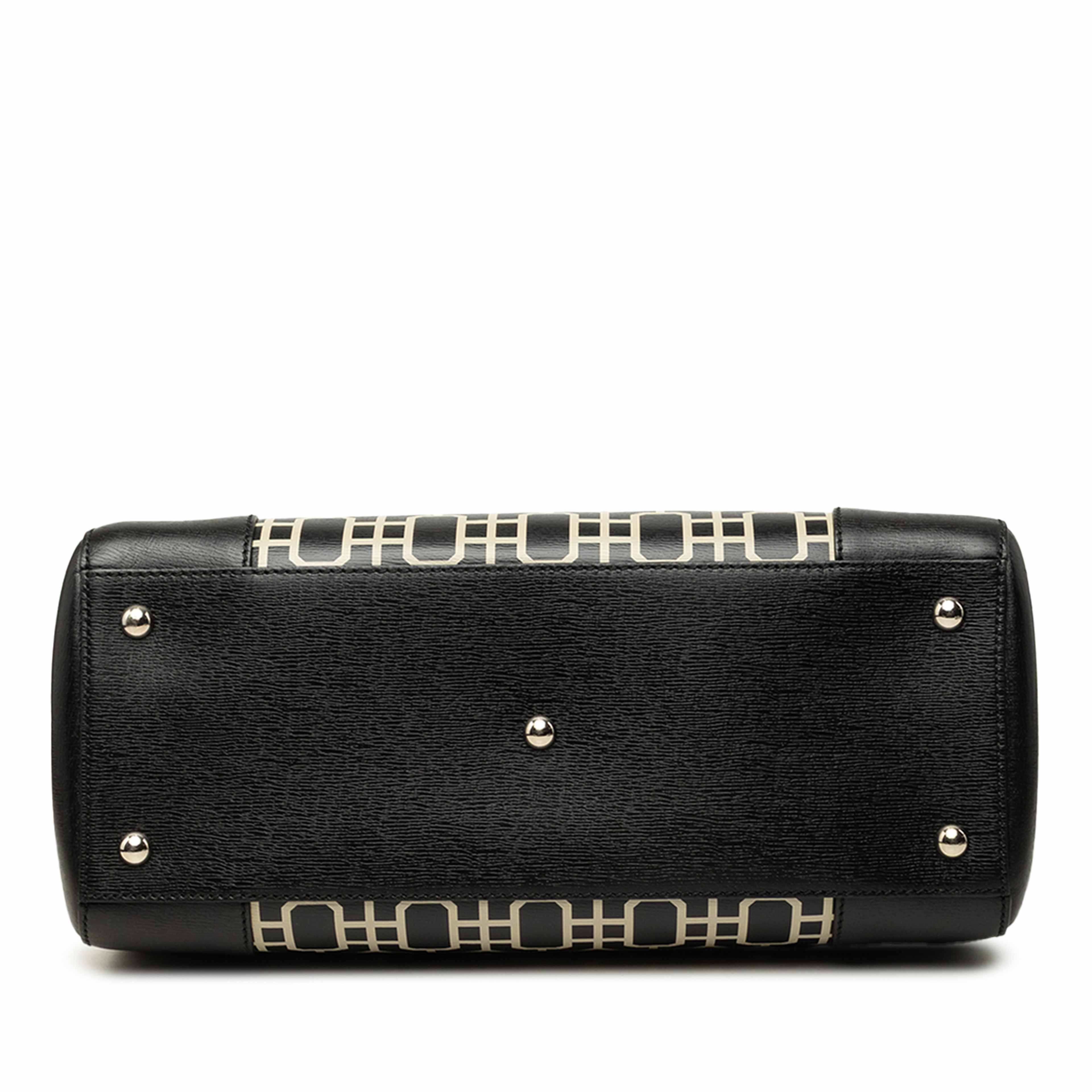 Gucci Medium Printed Calfskin Bamboo Satchel, från Luxclusif, i färgen svart. Klicka för att öppna bilden i stort format