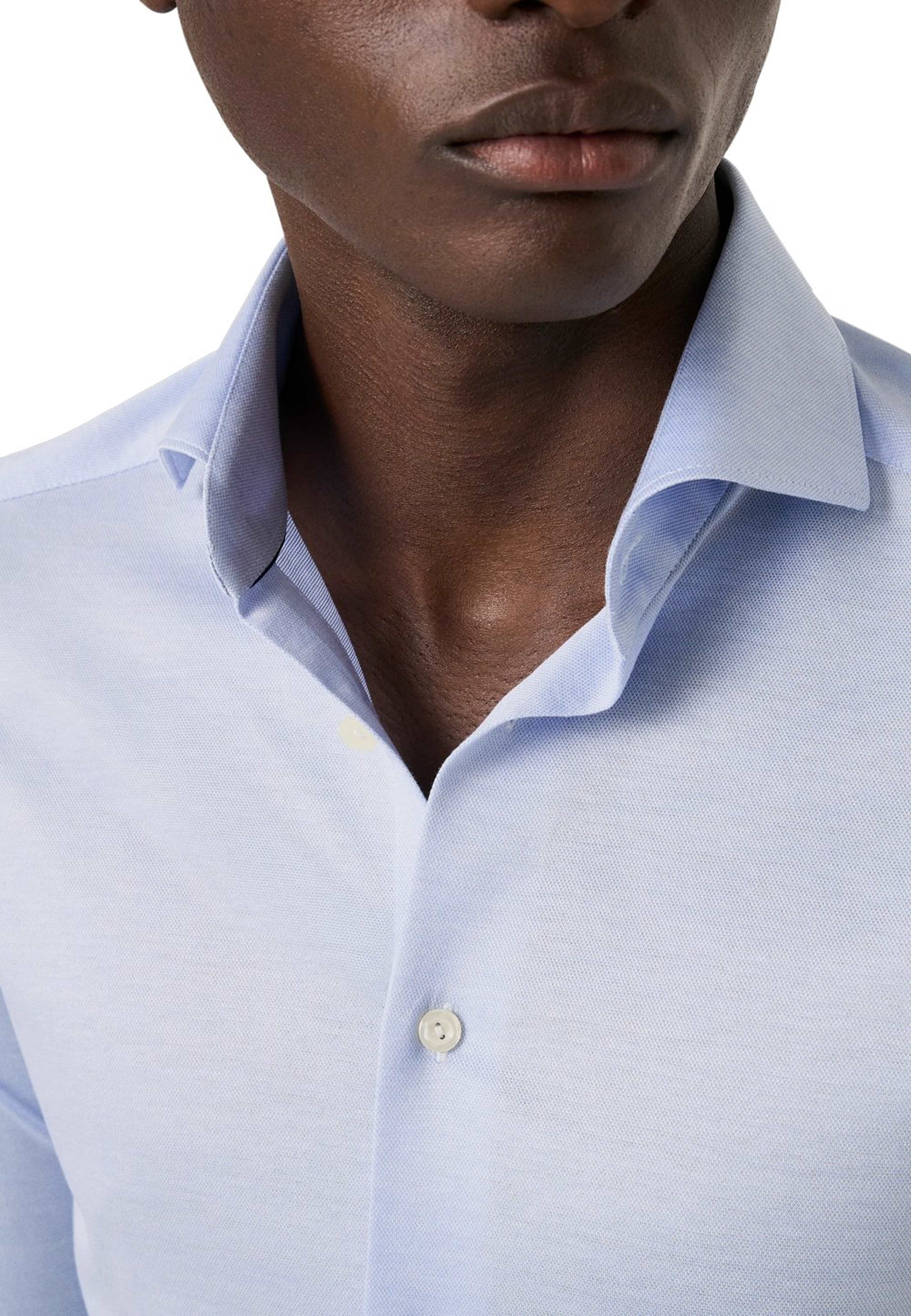 Skjorta I Jacquardstickad Filo Di Scozia Slim Fit