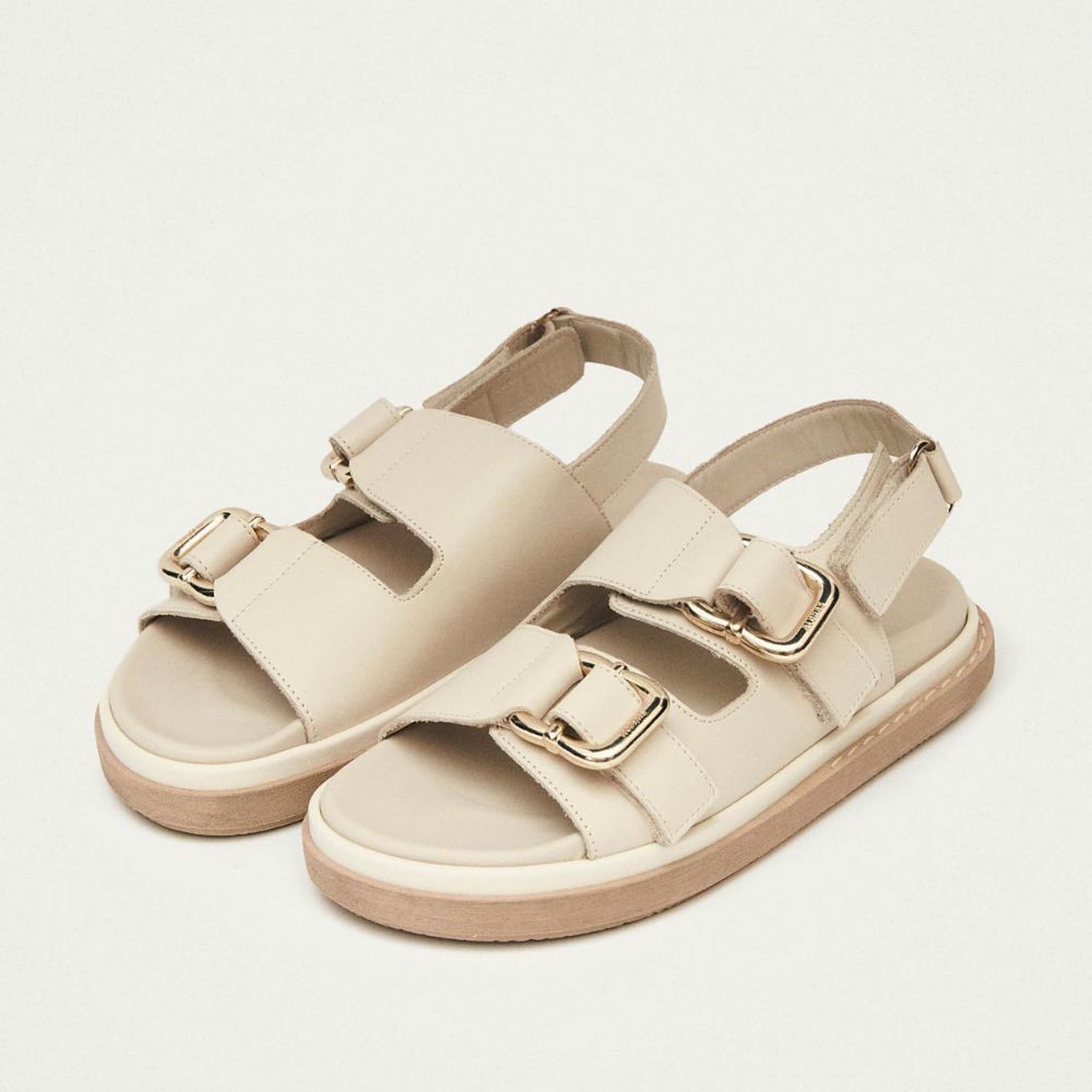 Harper Cream Leather Sandals