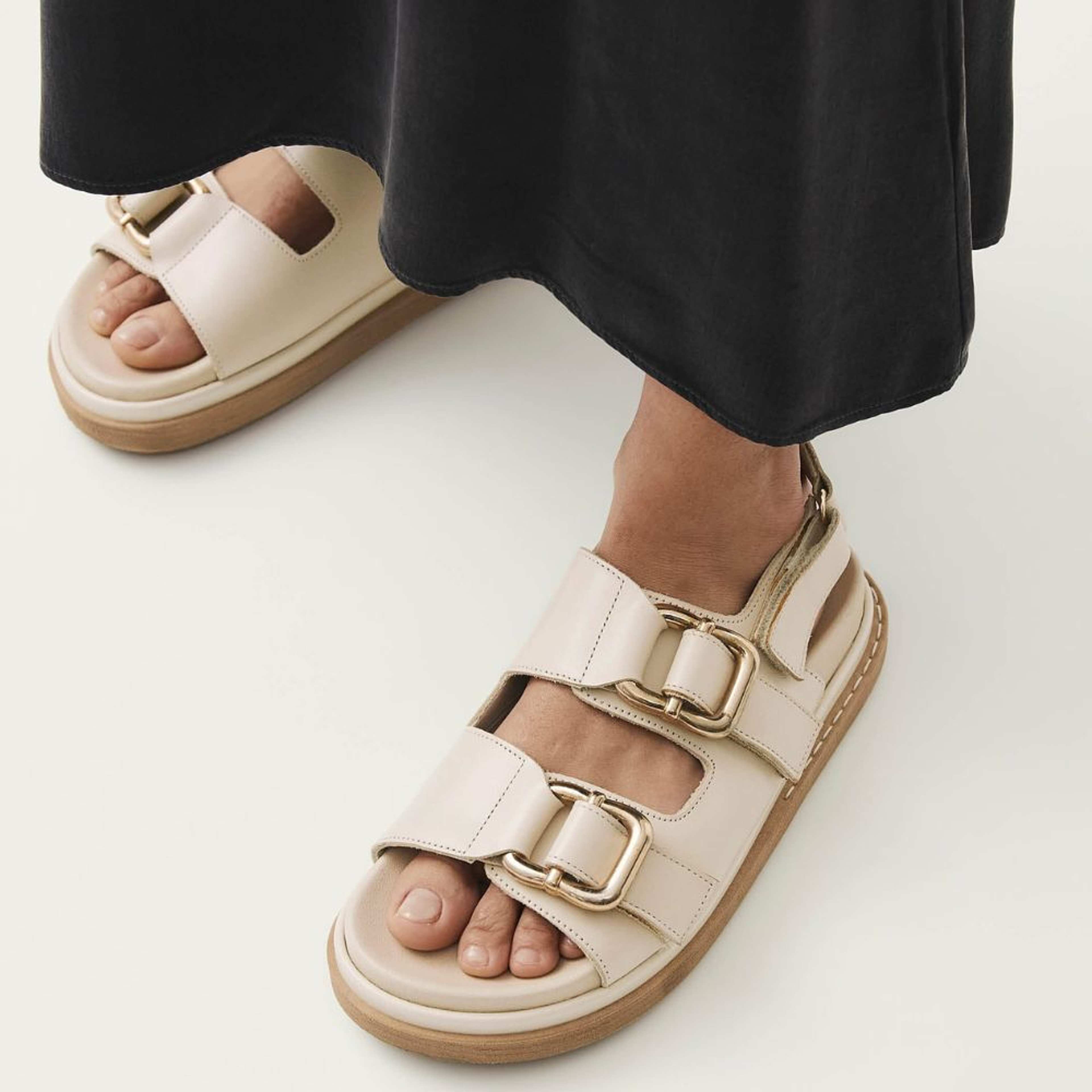 Harper Cream Leather Sandals